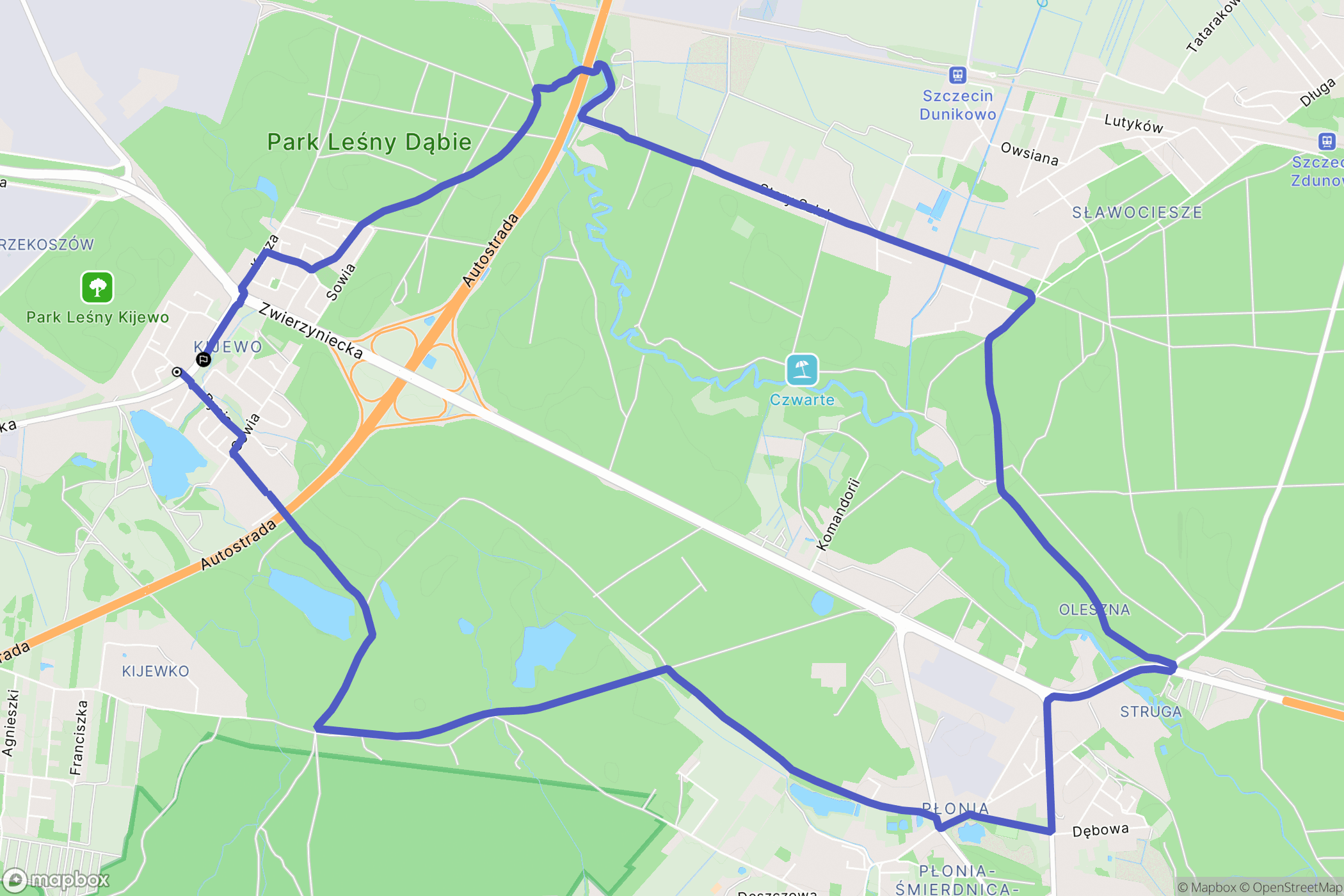 Szczecin: mapa trasy - Poland