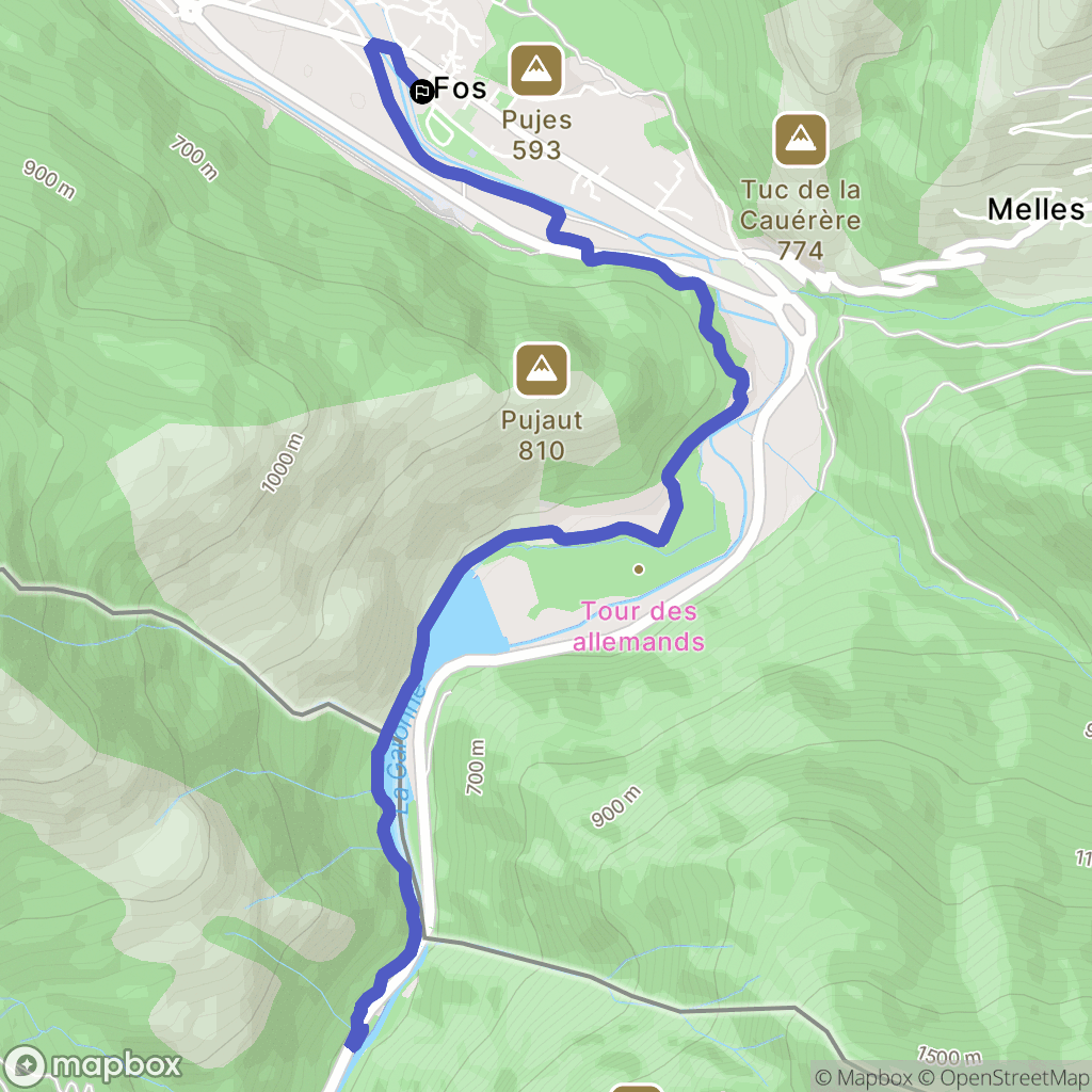 Fos : carte du parcours de randonnée - France
