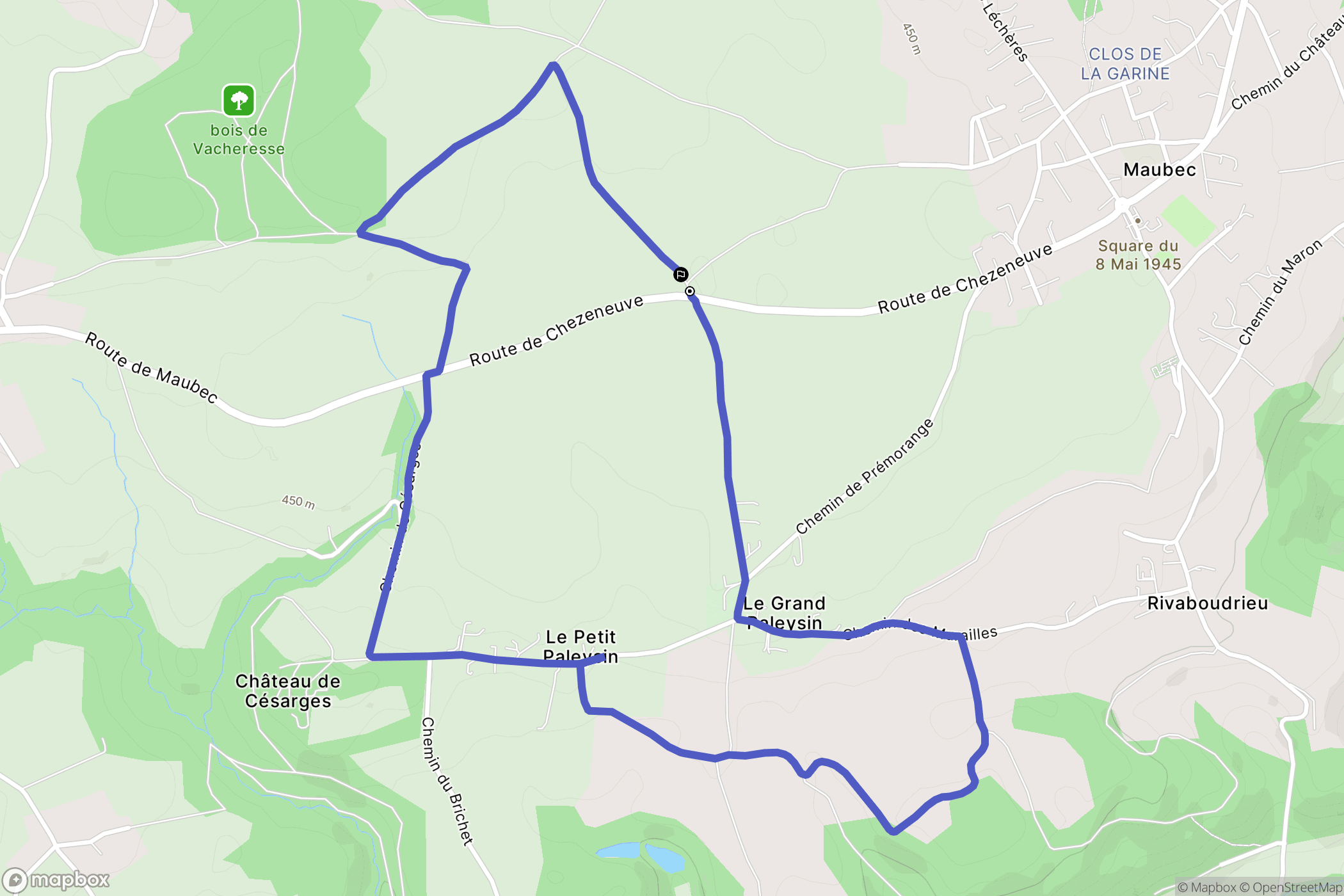 Maubec : carte du parcours de randonnée - France