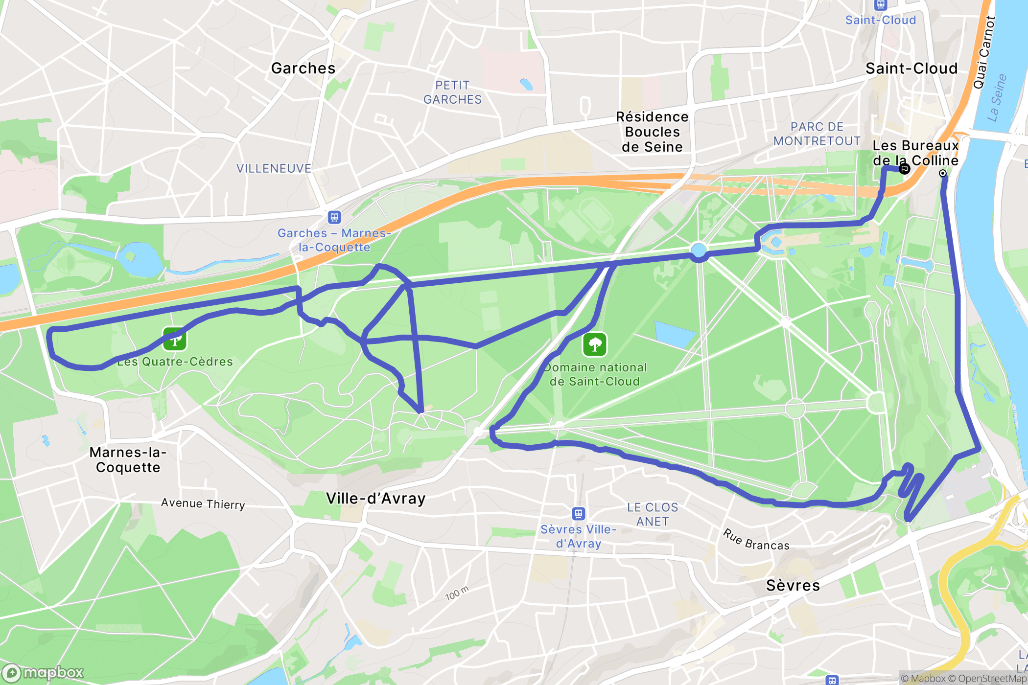 Saint-Cloud : carte du parcours de randonnée - France