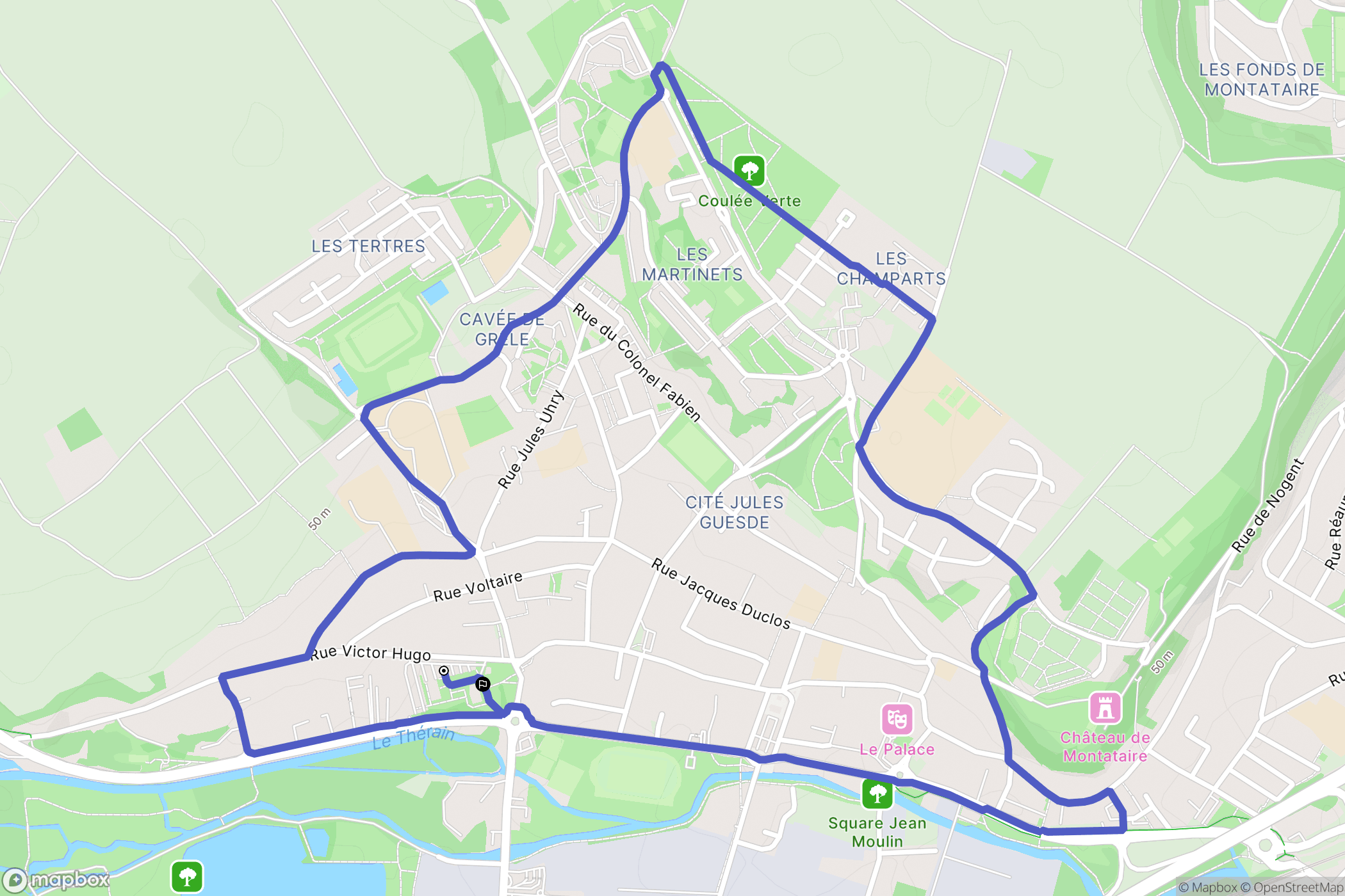Montataire : carte du parcours de randonnée - France