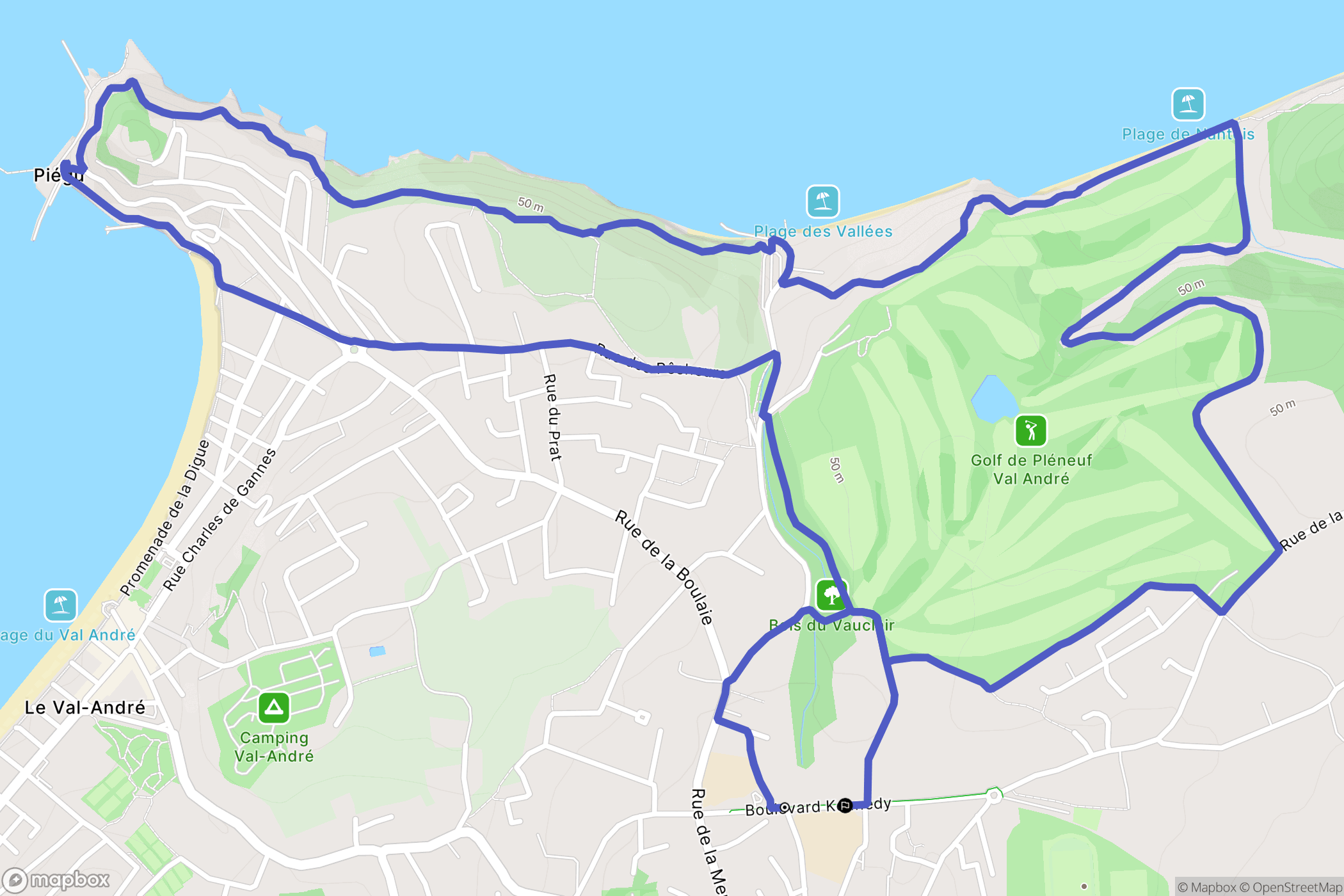 Pléneuf-Val-André : carte du parcours de randonnée - France