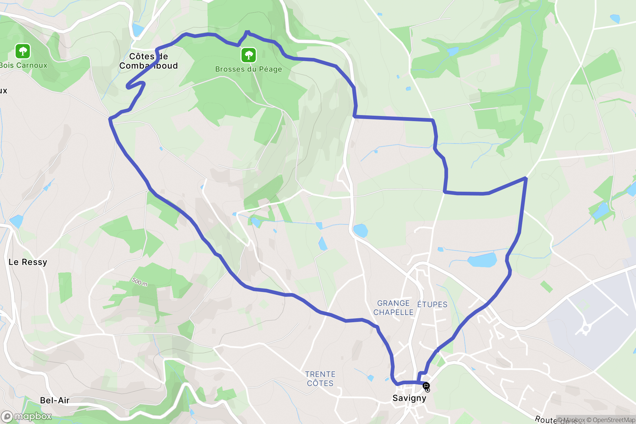 Savigny : carte du parcours de randonnée - France