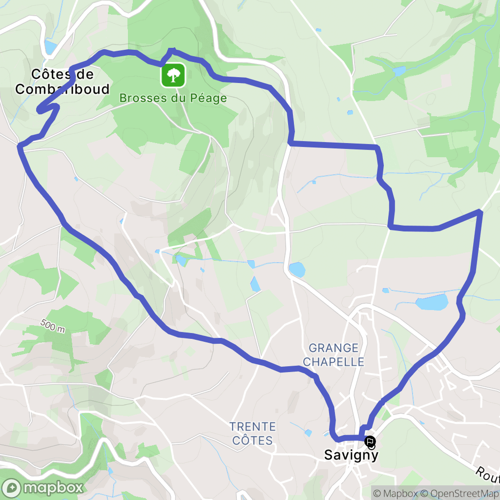 Savigny : carte du parcours de randonnée - France