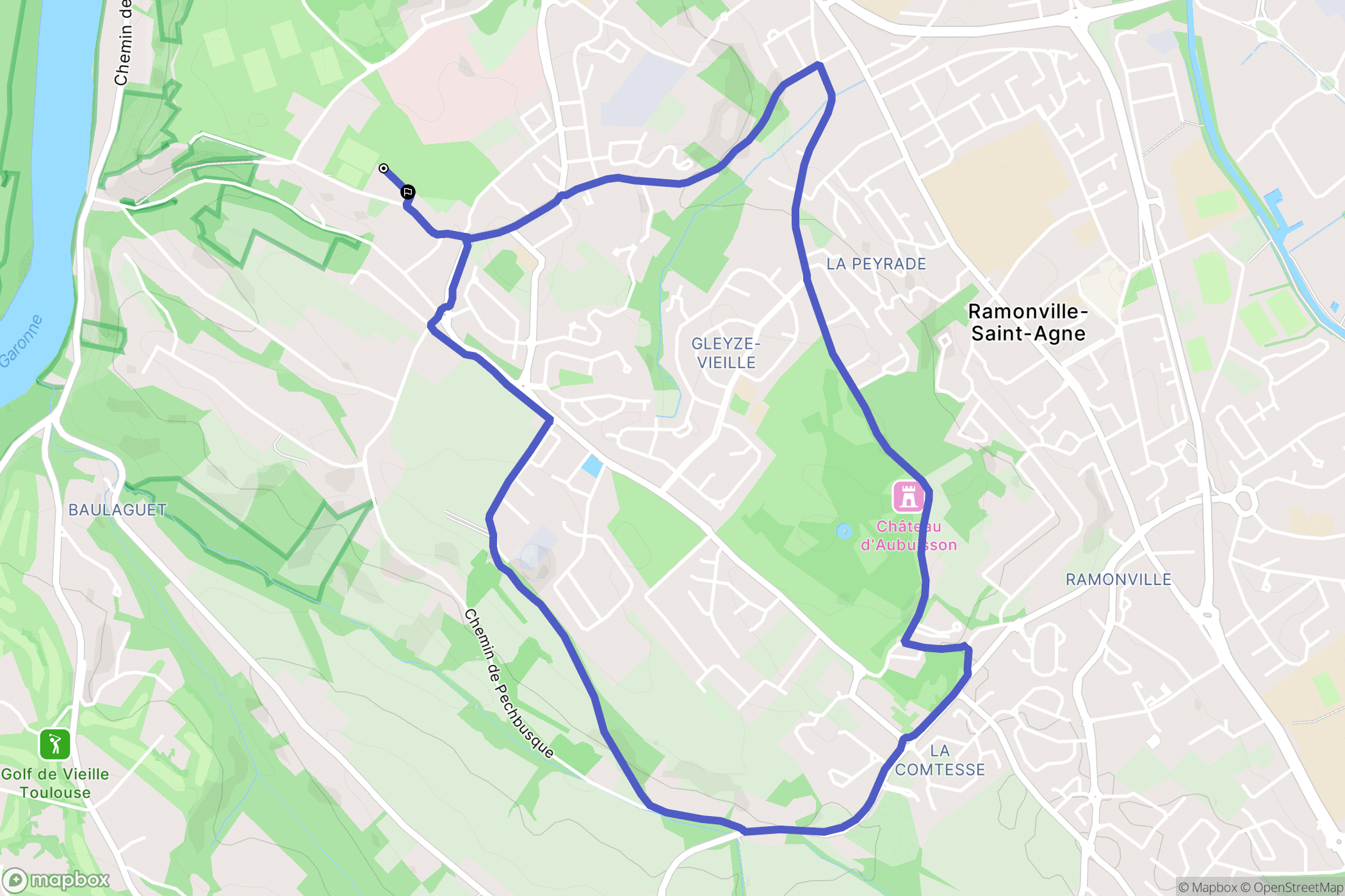 Toulouse : carte du parcours de randonnée - France