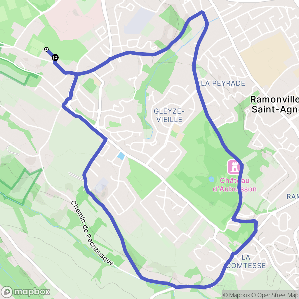 Toulouse : carte du parcours de randonnée - France