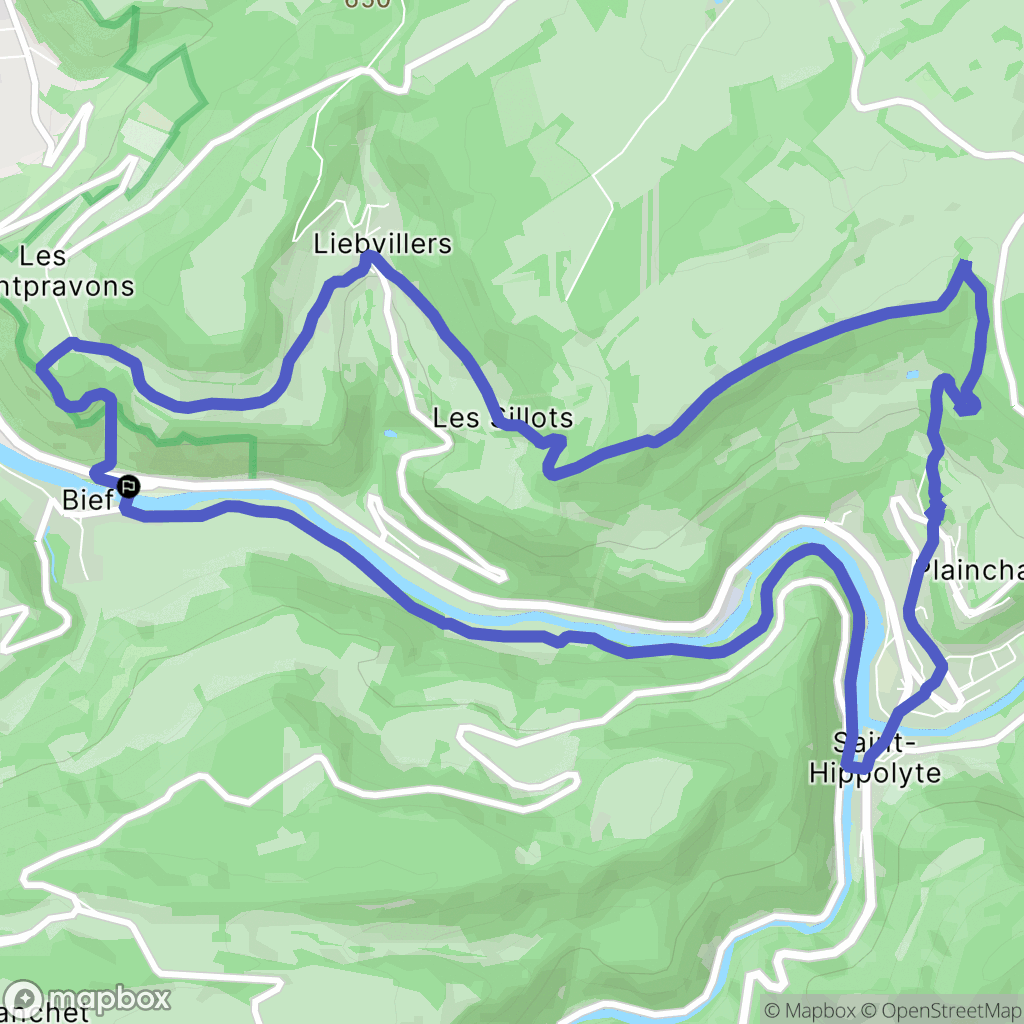 Bief : carte du parcours de randonnée - France