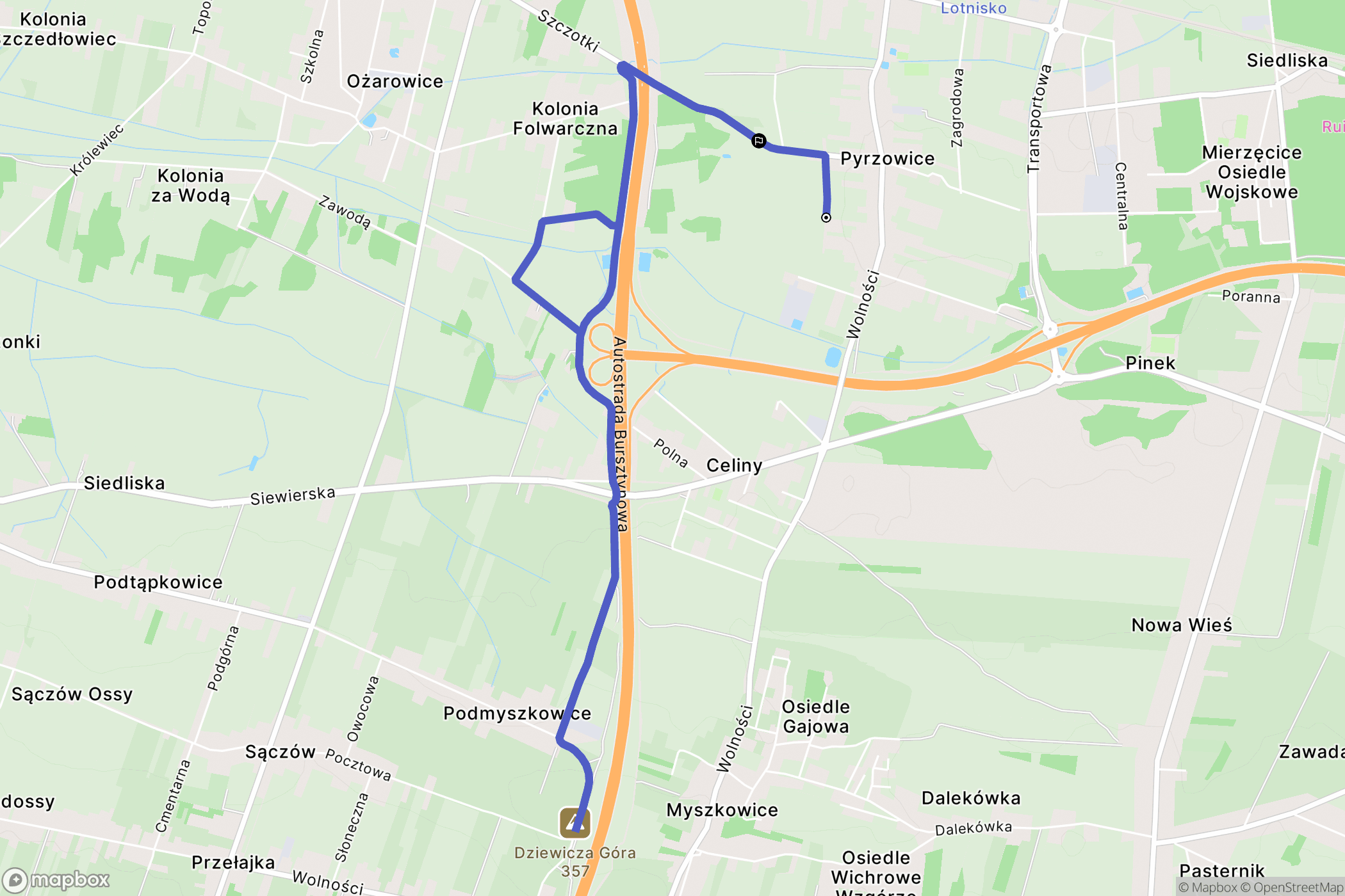Pyrzowice: mapa trasy - Poland