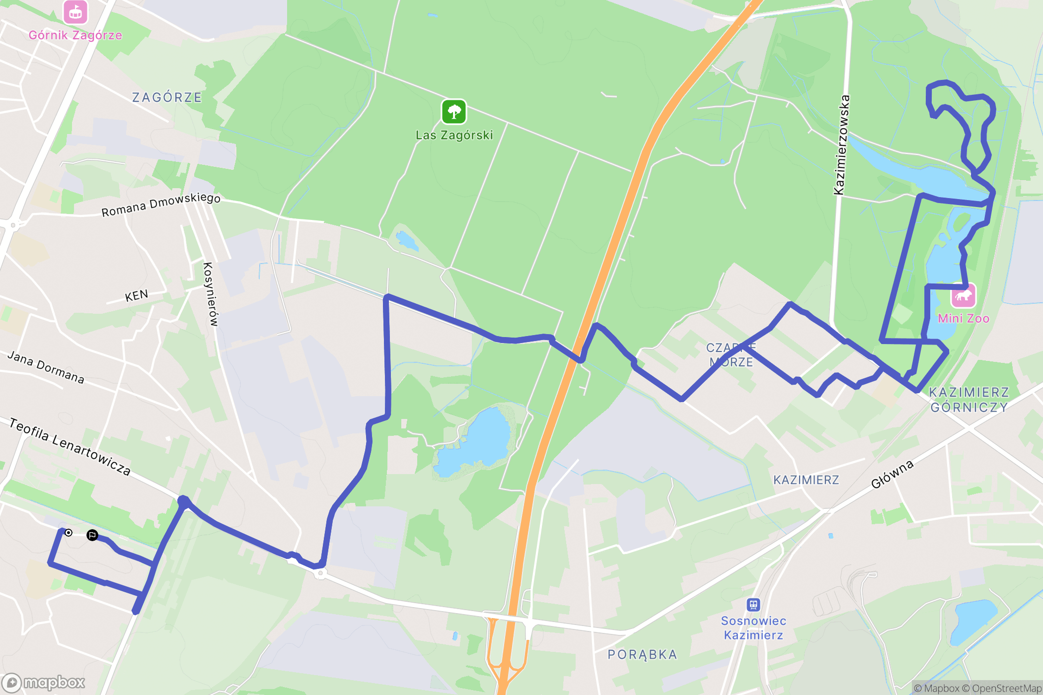 Sosnowiec: mapa trasy - Poland