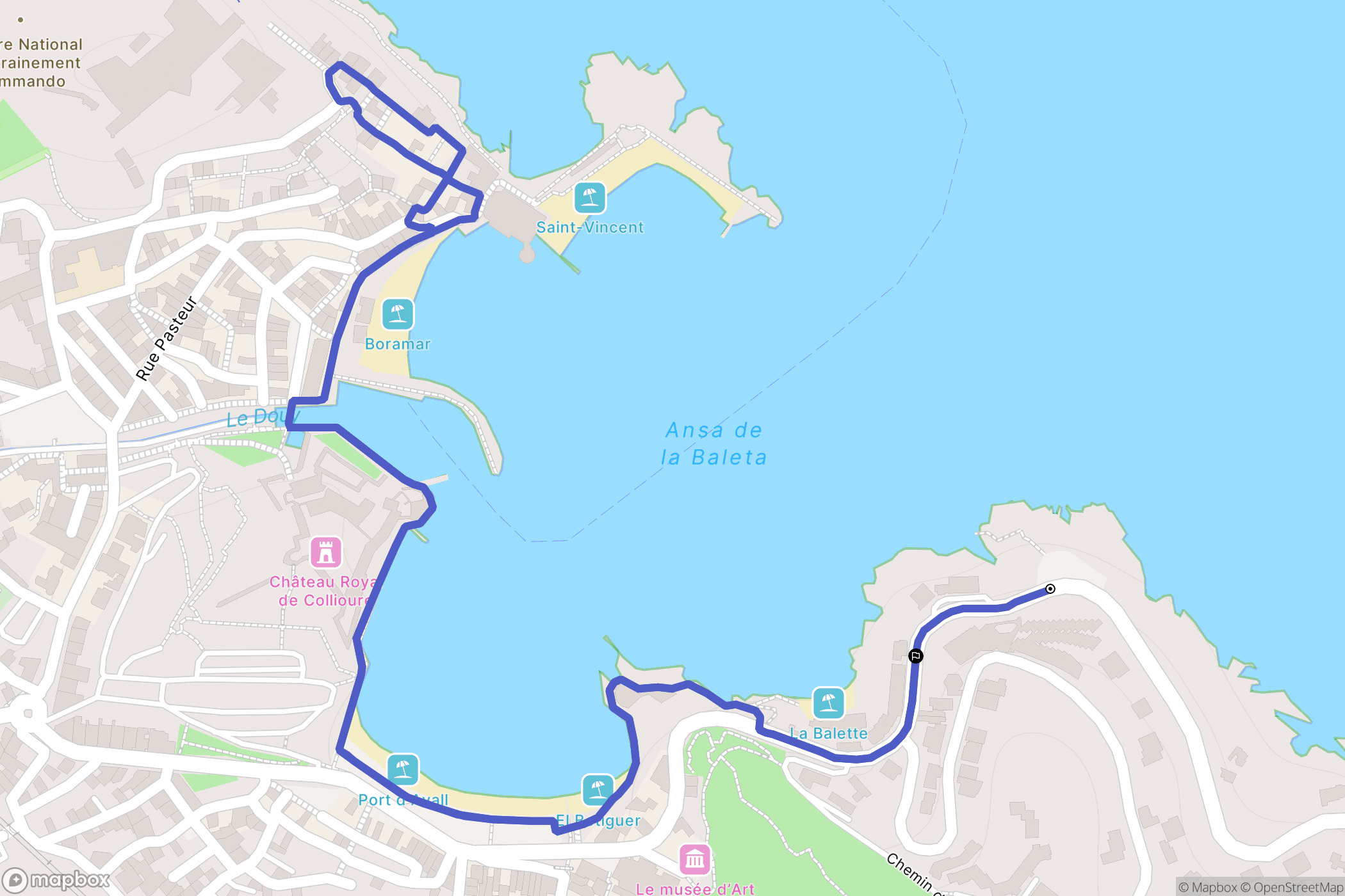 Collioure : carte du parcours de randonnée - France