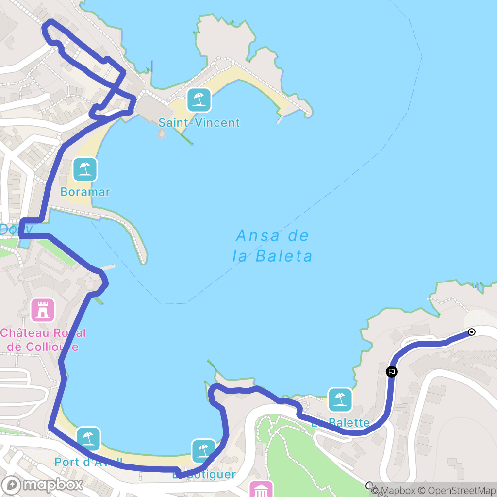 Collioure : carte du parcours de randonnée - France