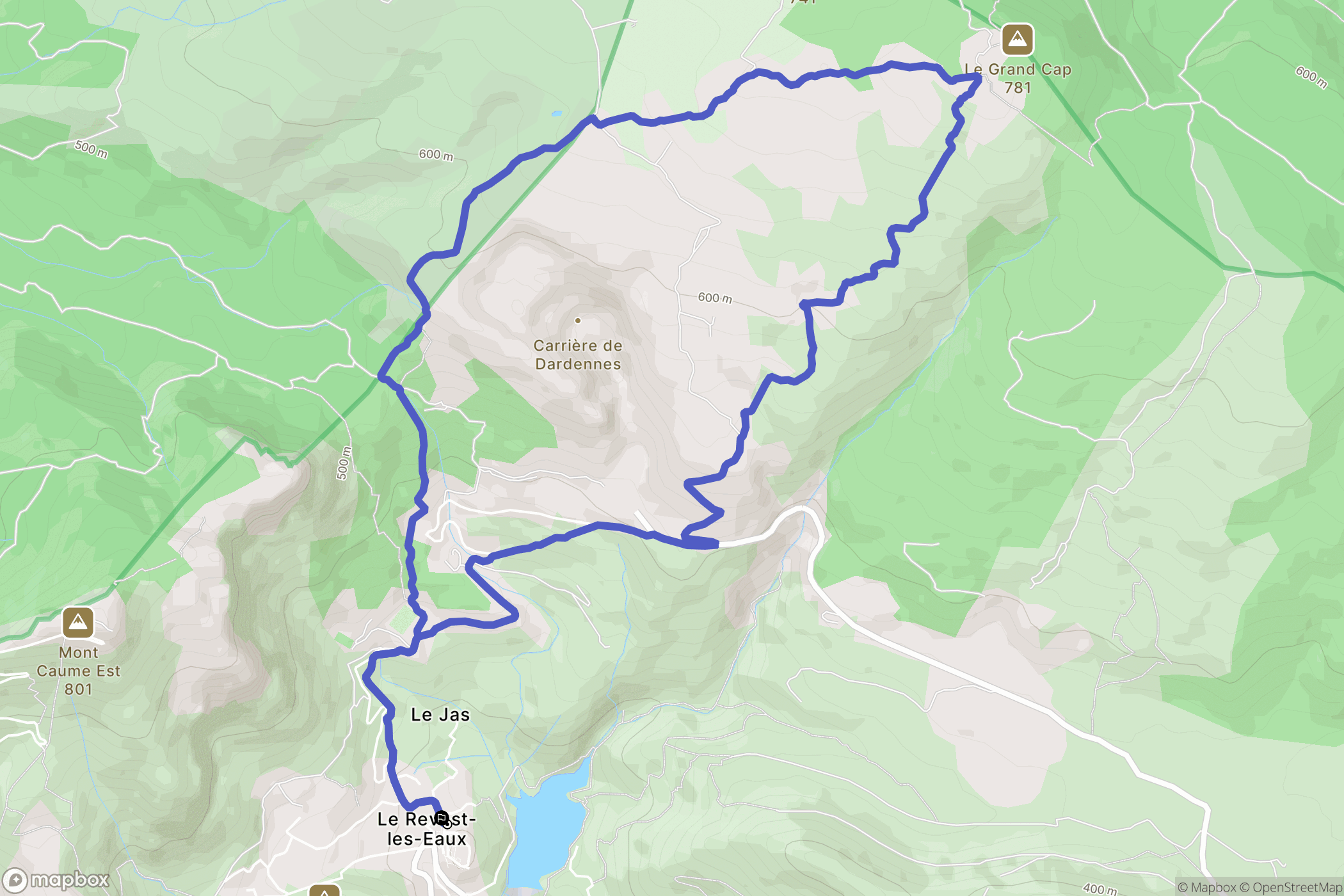 Le Revest-les-Eaux : carte du parcours de randonnée - France