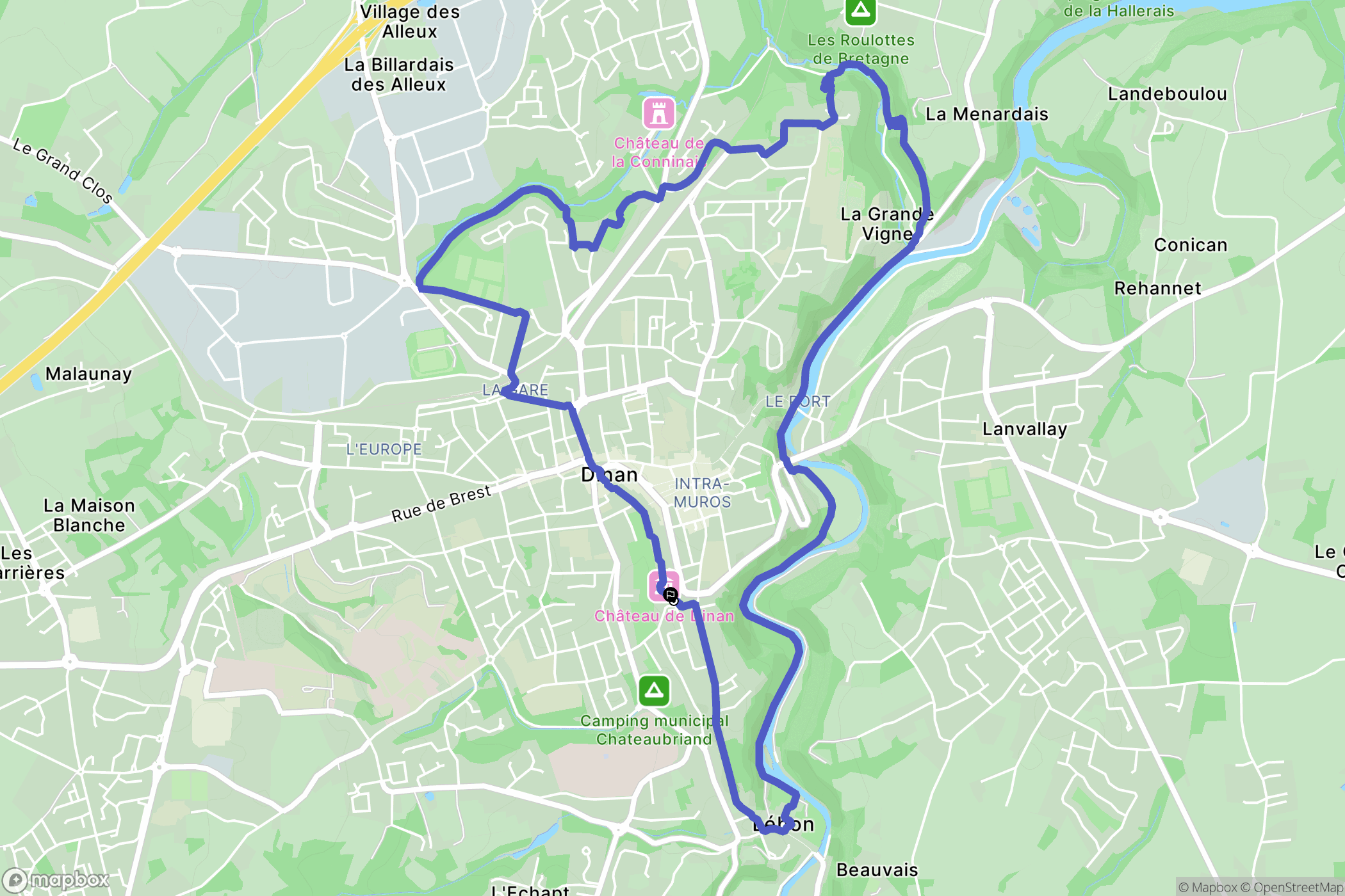 Dinan : carte du parcours de randonnée - France