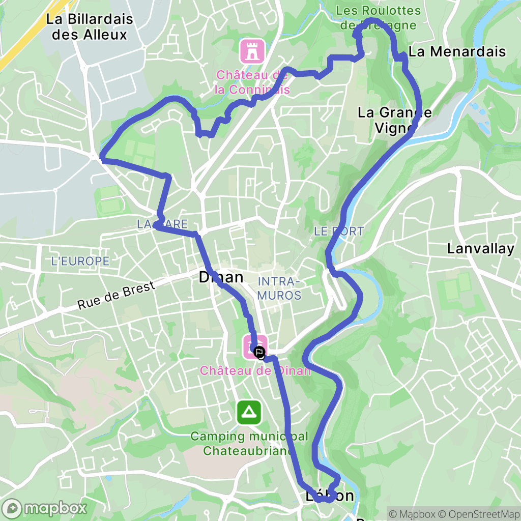 Dinan : carte du parcours de randonnée - France