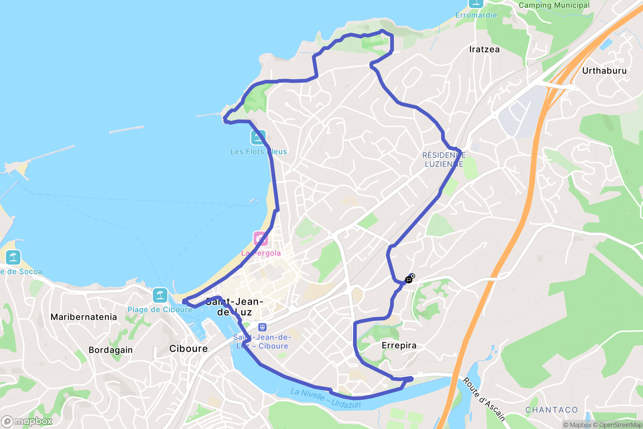 Saint-Jean-de-Luz : carte du parcours de randonnée - France