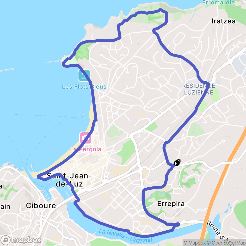 Saint-Jean-de-Luz : carte du parcours de randonnée - France