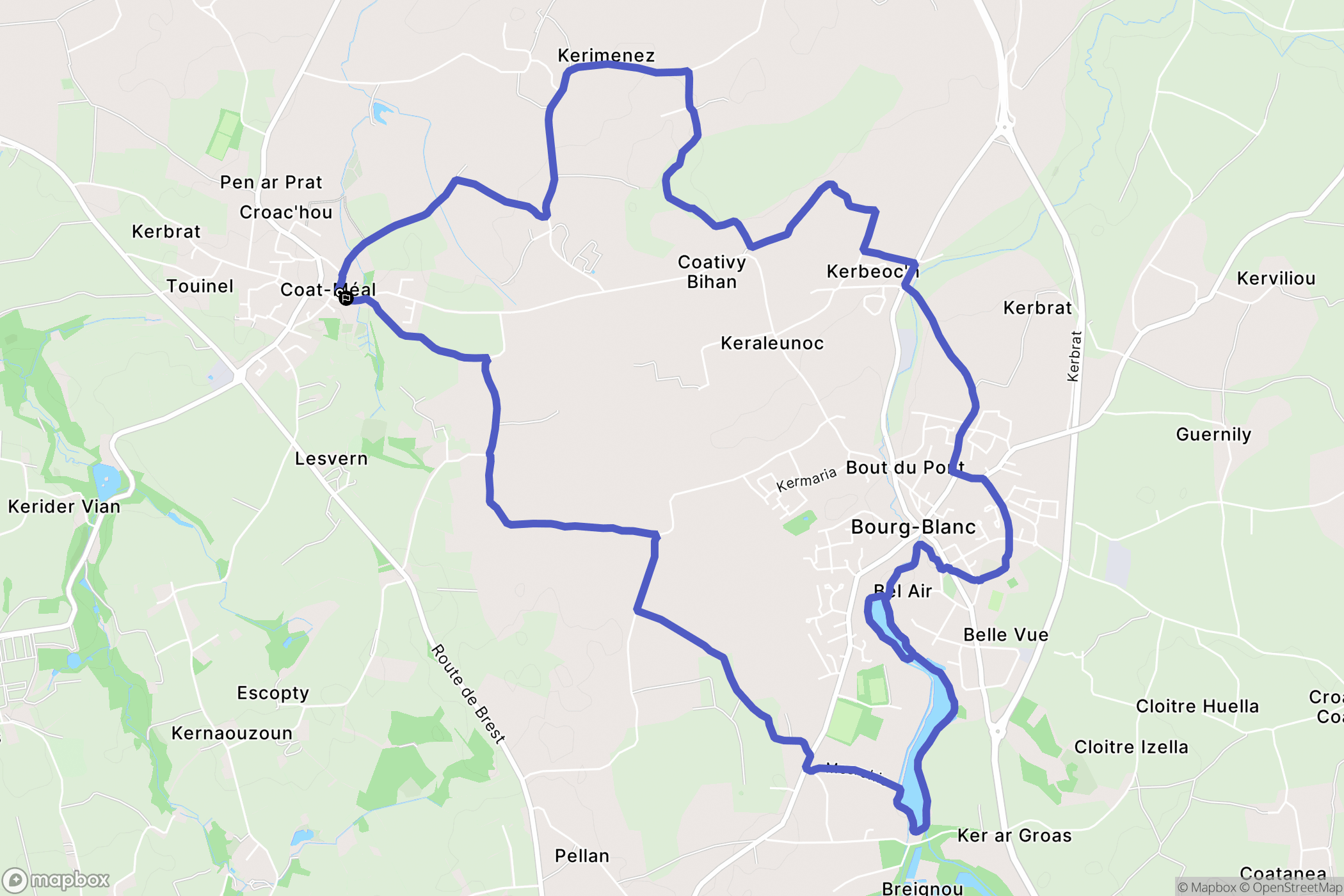 Coat-Méal : carte du parcours de randonnée - France