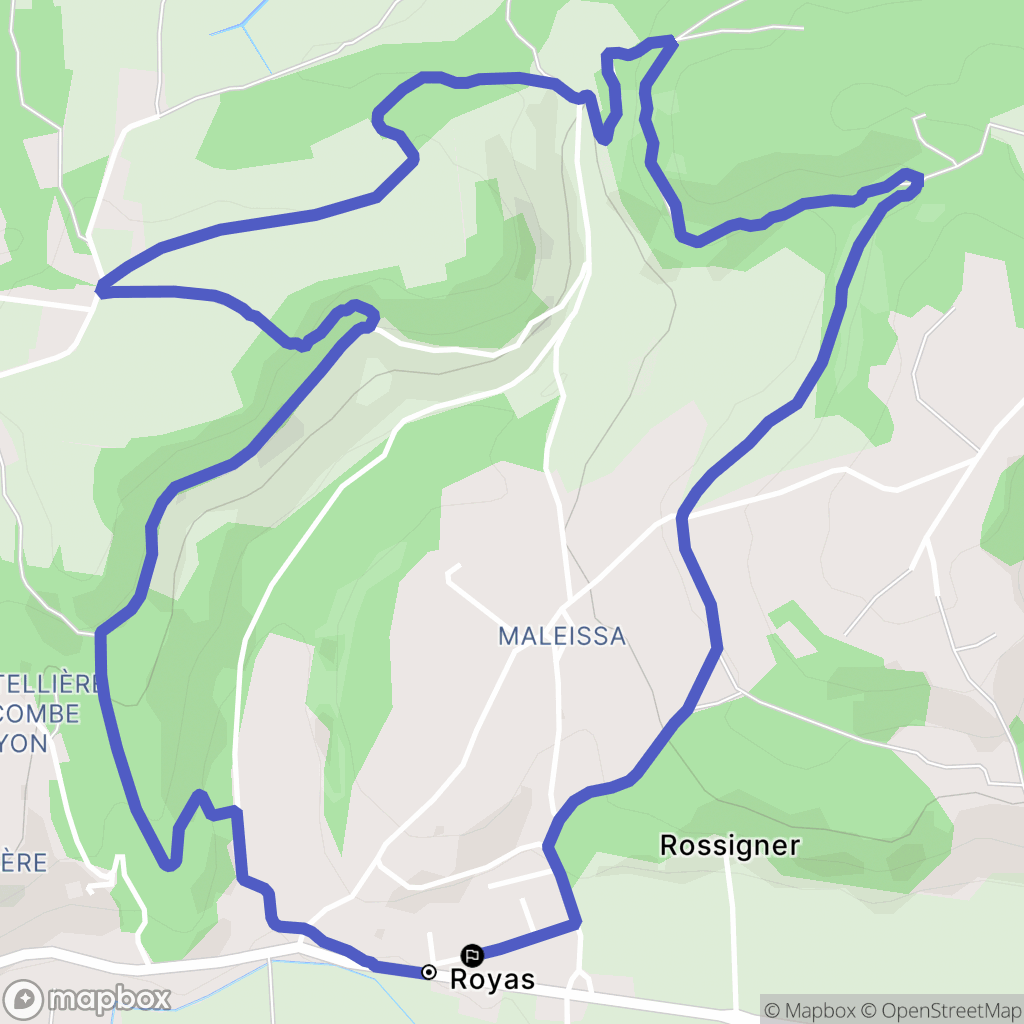 Royas : carte du parcours de randonnée - France