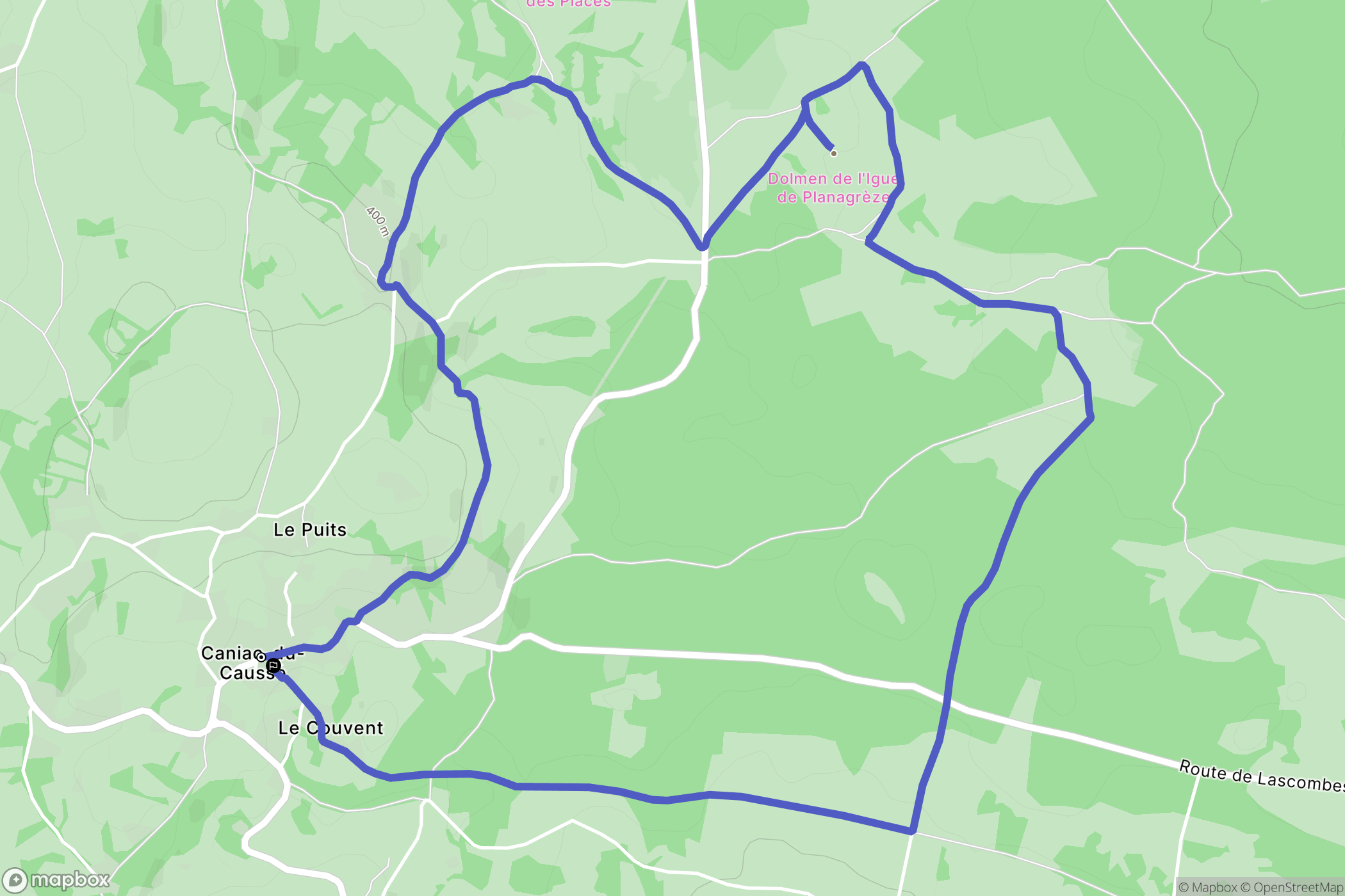 Caniac-du-Causse : carte du parcours de randonnée - France