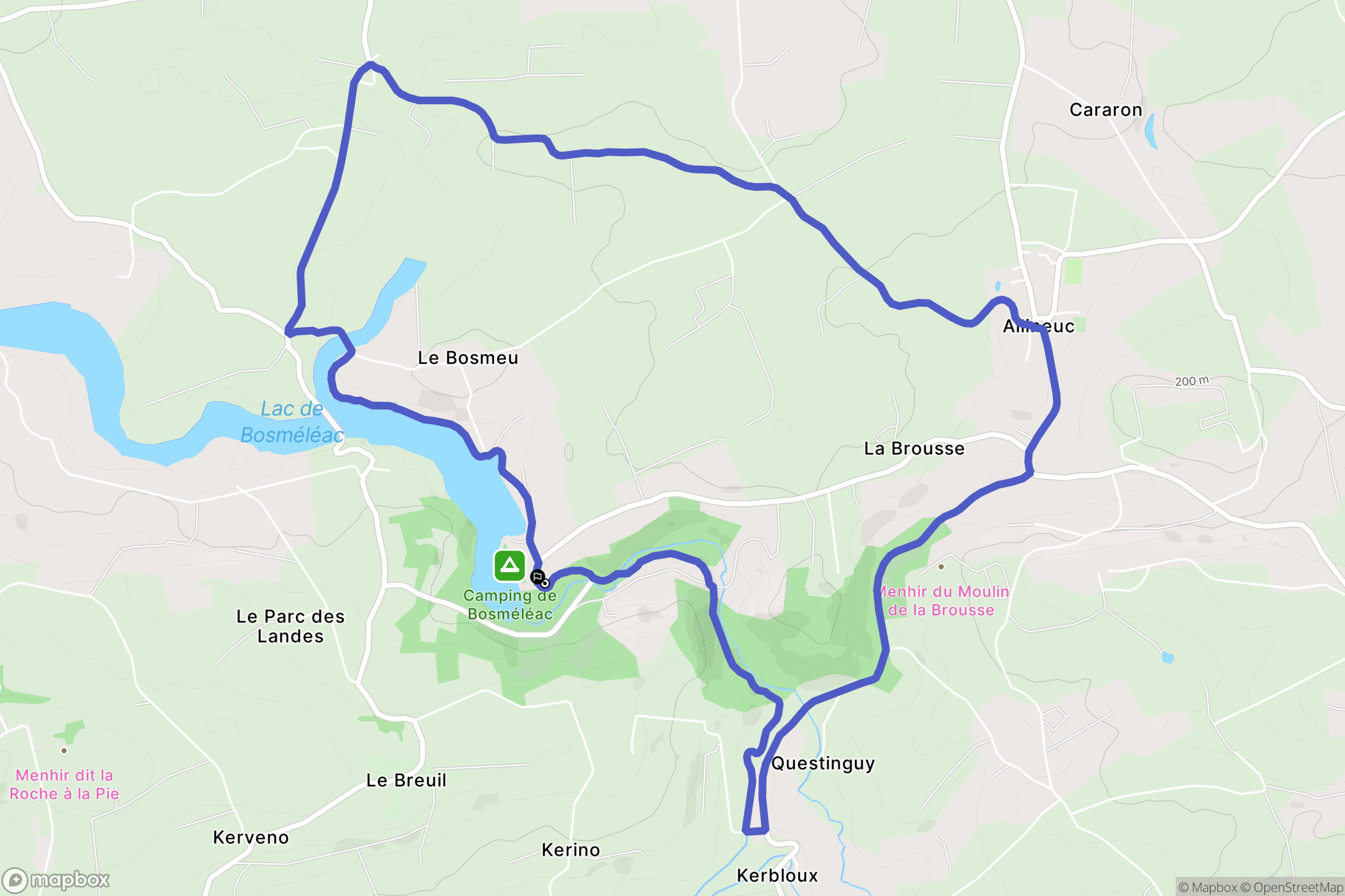 Allineuc : carte du parcours de randonnée - France