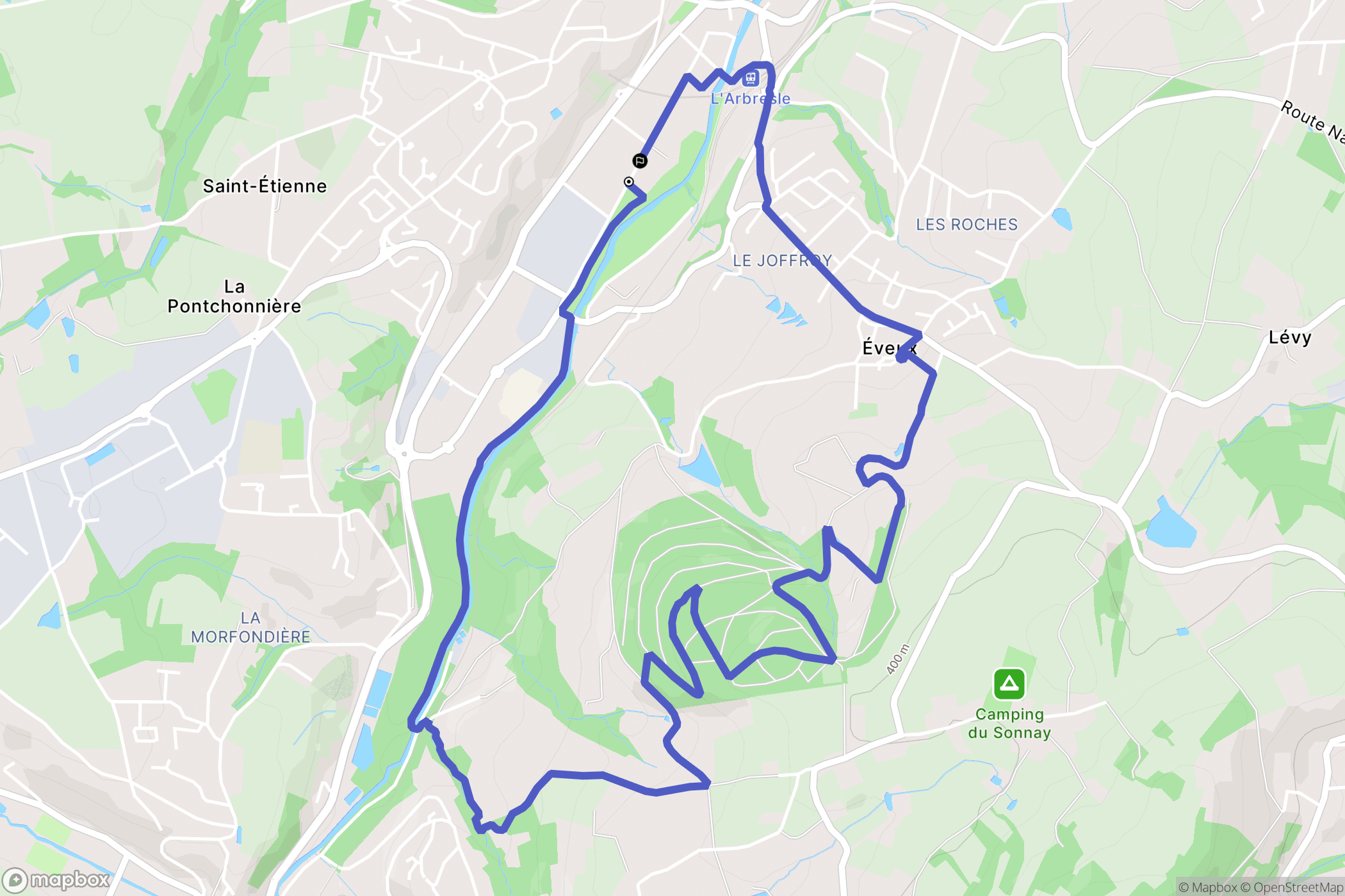 L'Arbresle : carte du parcours de randonnée - France
