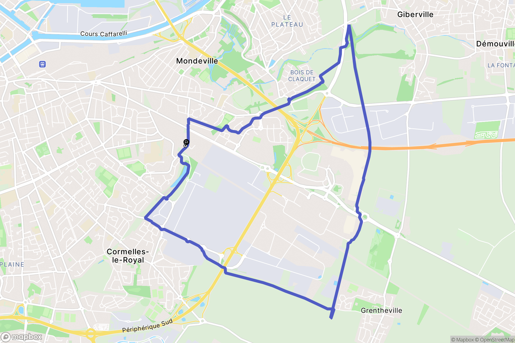 Mondeville : carte du parcours de randonnée - France