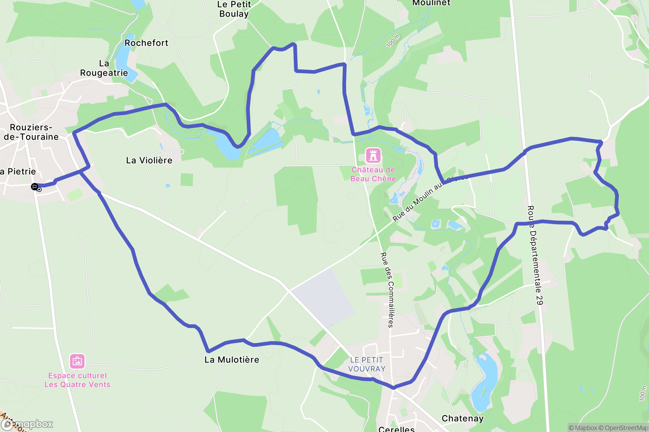 Rouziers-de-Touraine : carte du parcours de randonnée - France