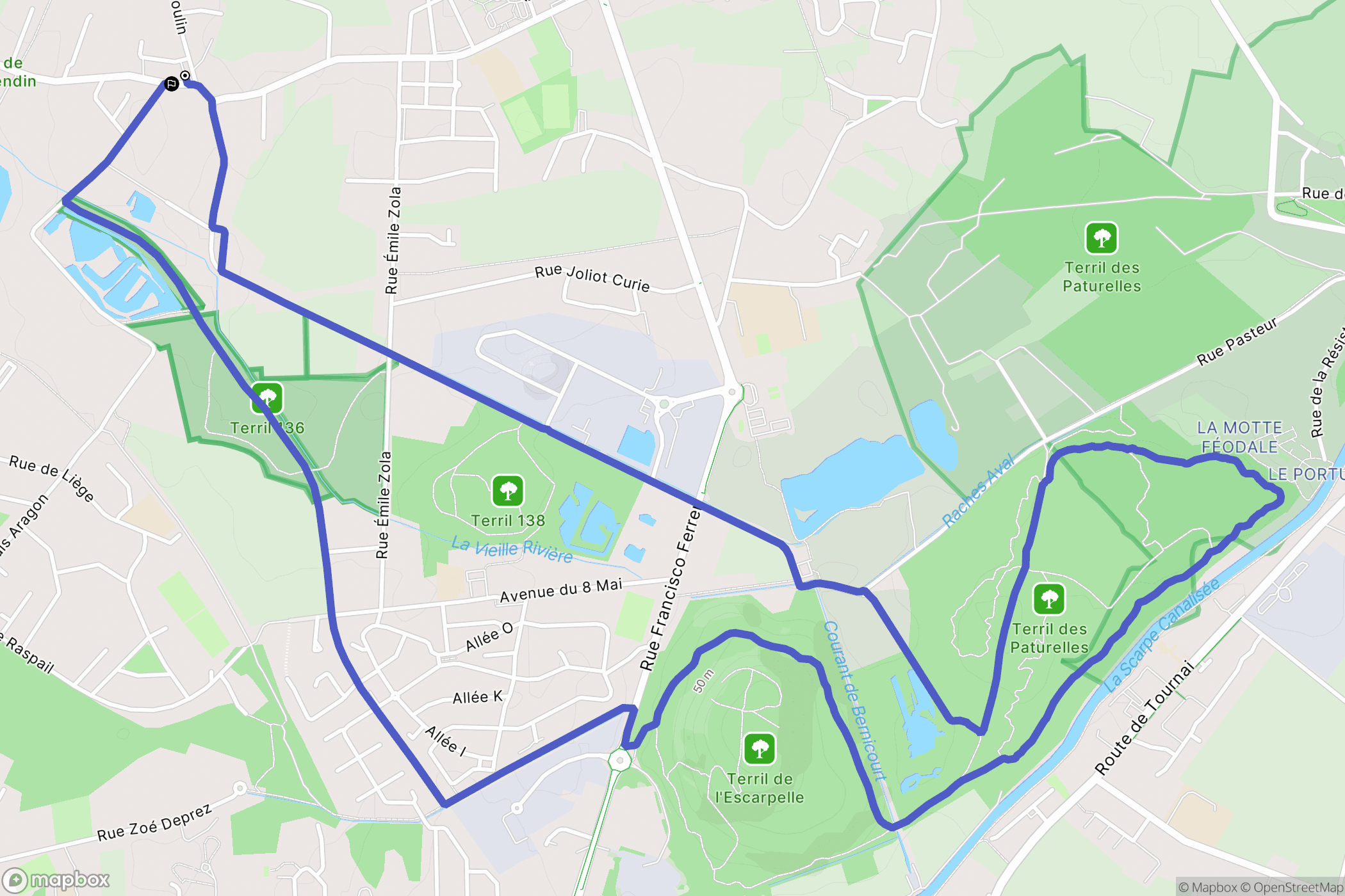 Roost-Warendin : carte du parcours de randonnée - France