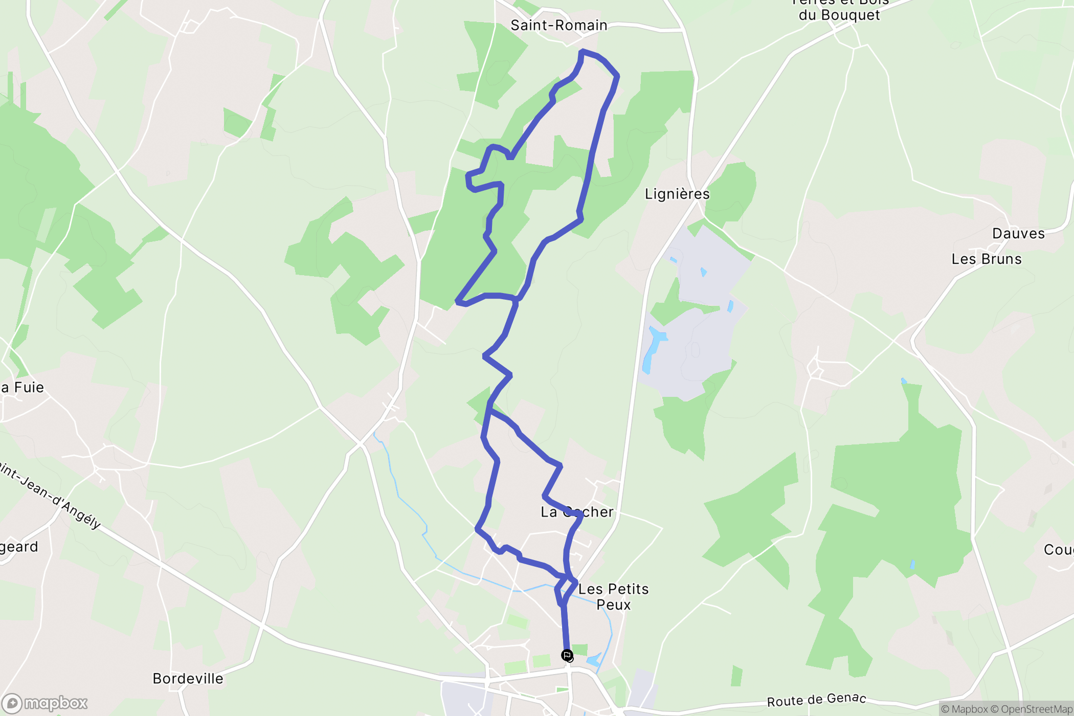 Rouillac : carte du parcours de randonnée - France