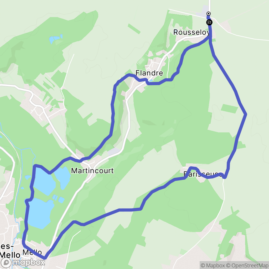 Rousseloy : carte du parcours de randonnée - France
