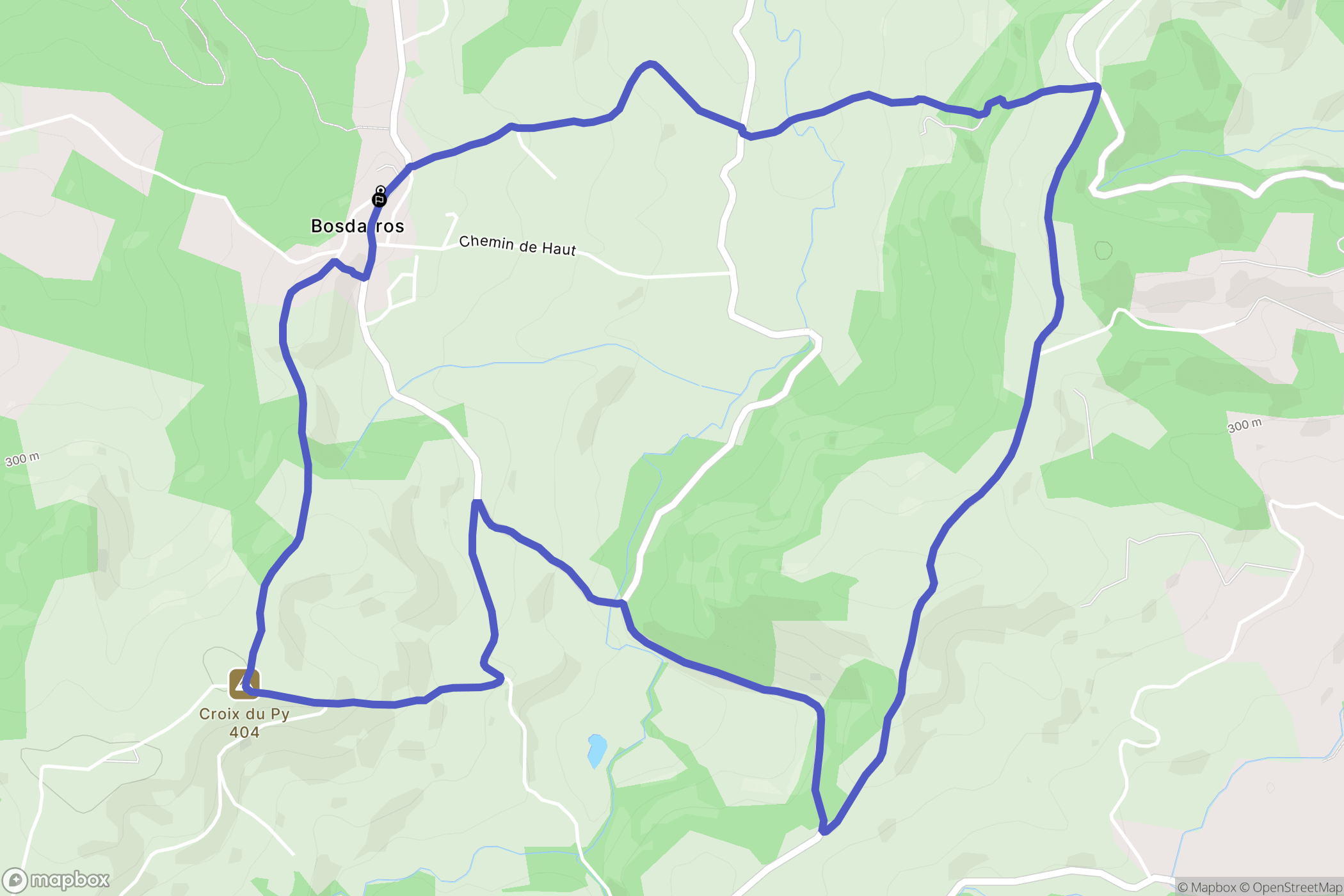 Bosdarros : carte du parcours de randonnée - France