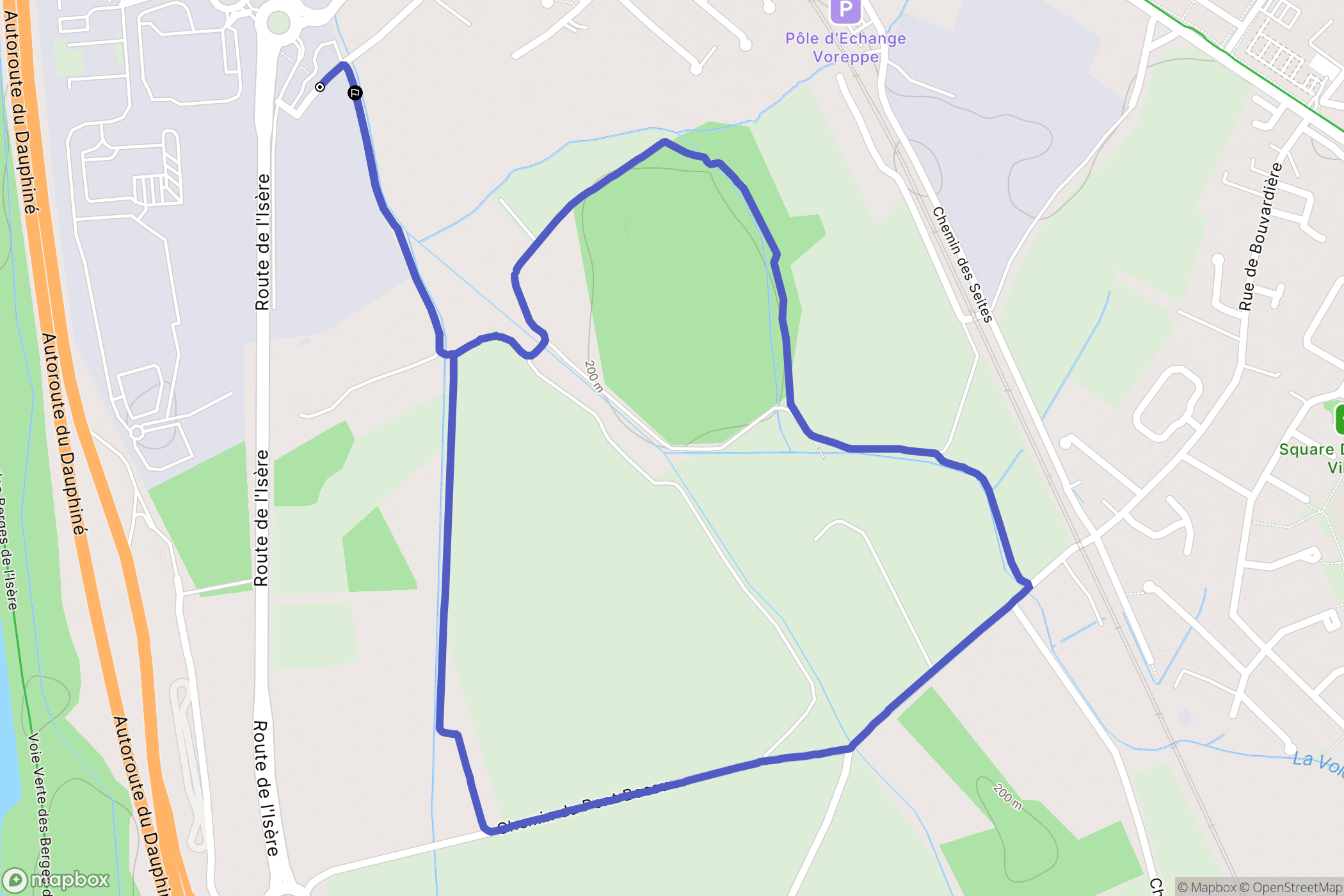 Voreppe : carte du parcours de randonnée - France