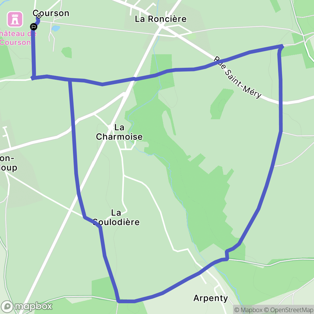 Courson-Monteloup : carte du parcours de randonnée - France