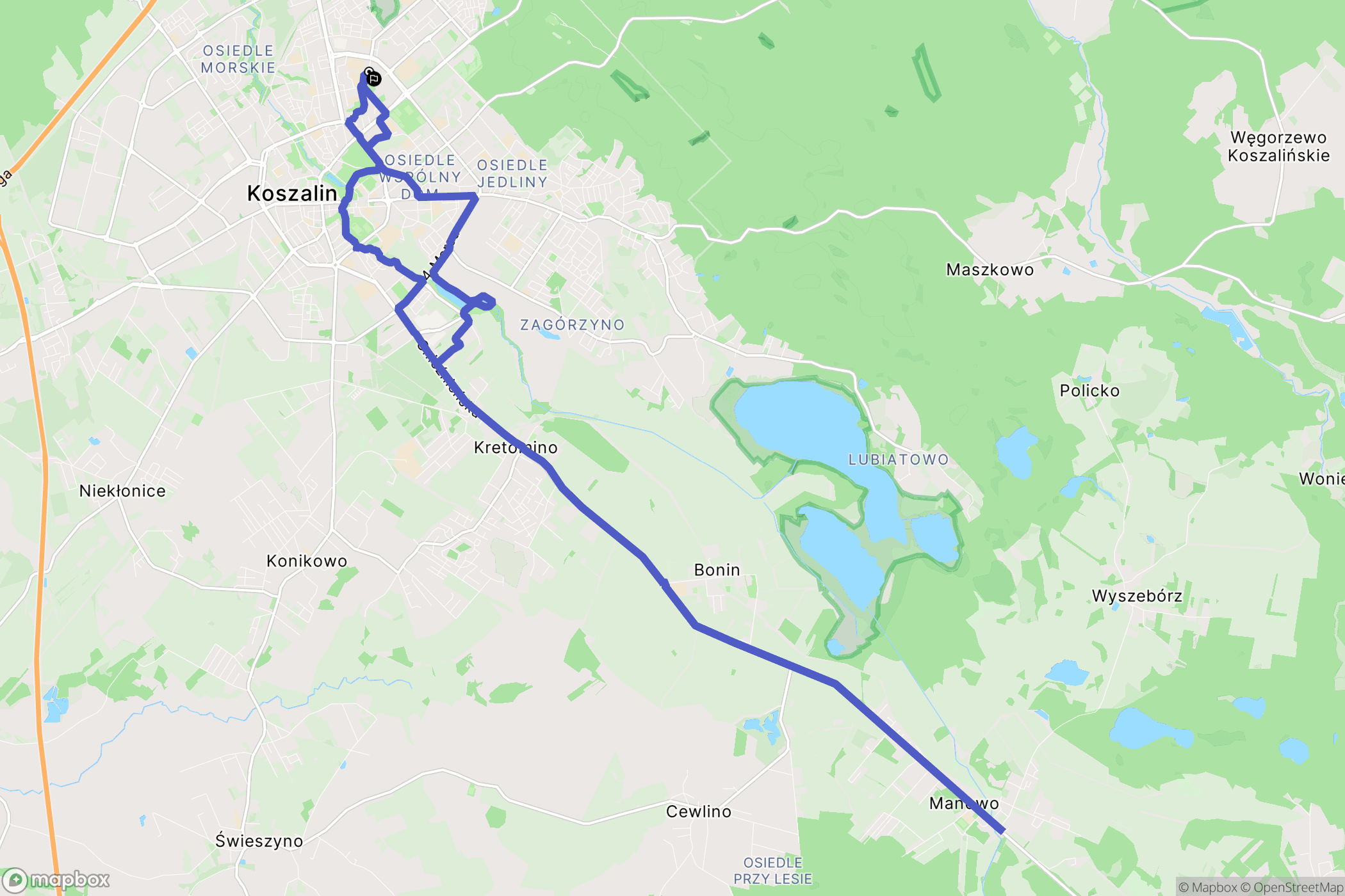 Koszalin: mapa trasy - Poland