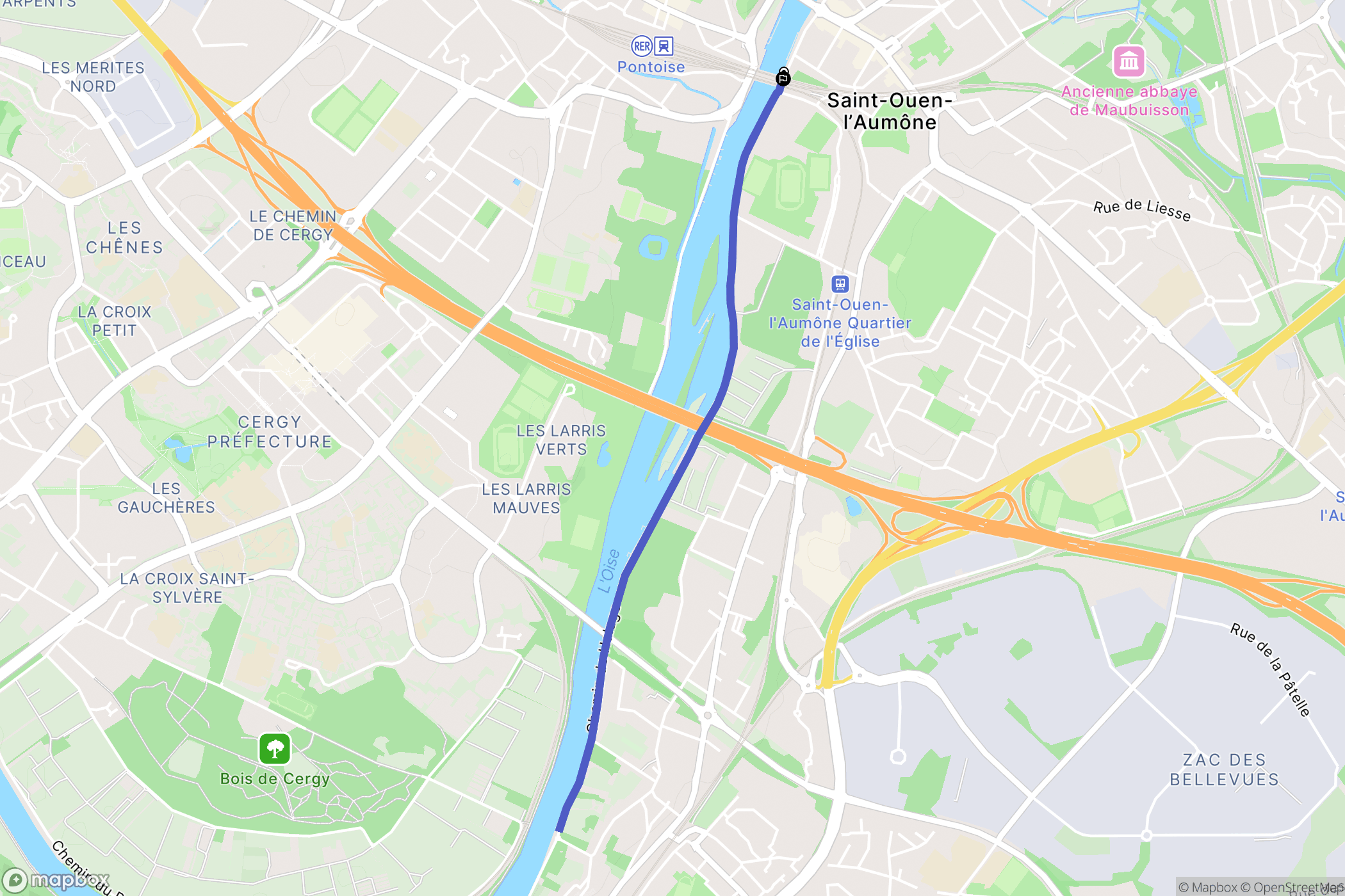 Saint-Ouen-l'Aumône : carte du parcours de randonnée - France