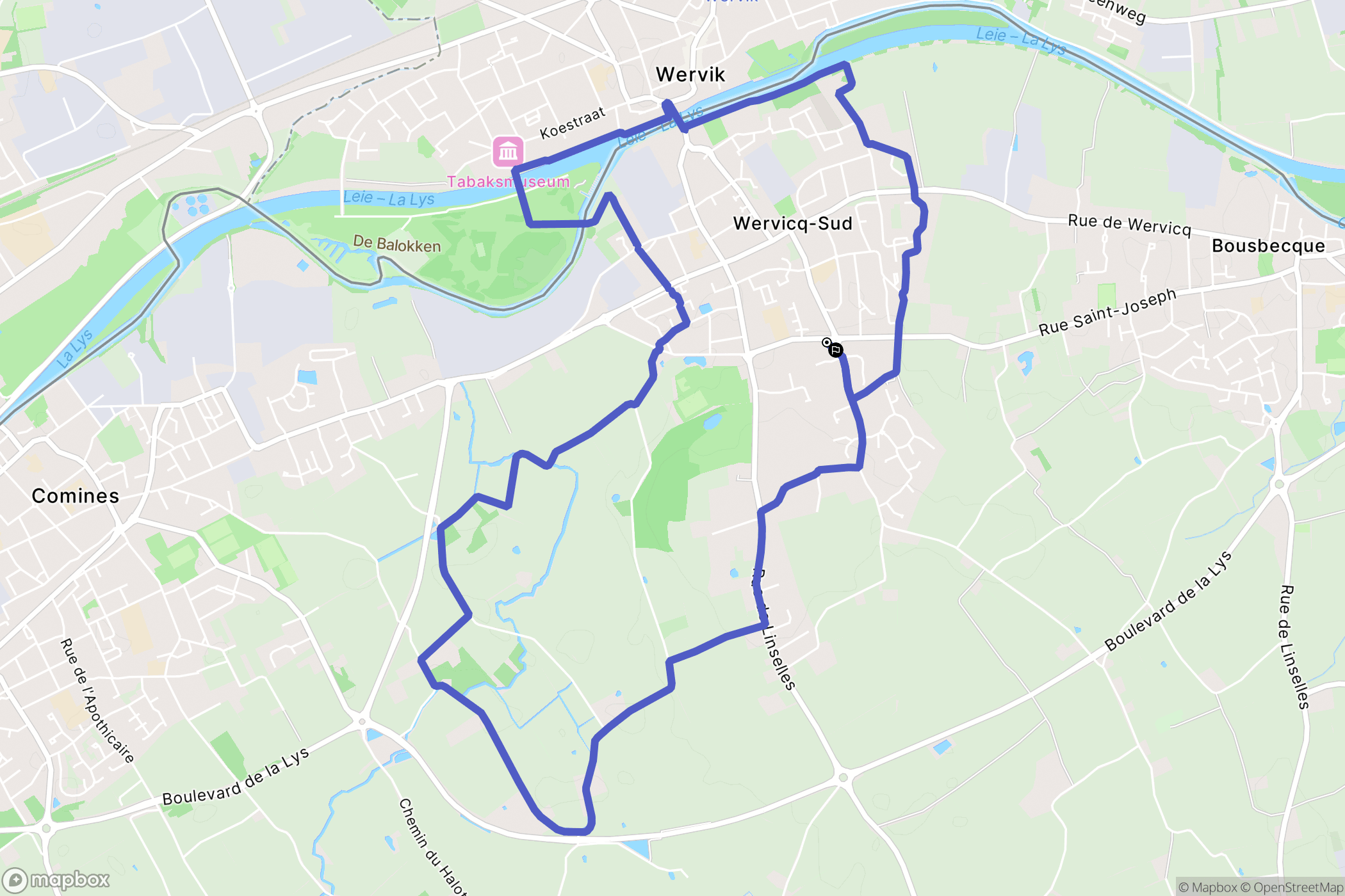 Wervicq-Sud : carte du parcours de randonnée - France