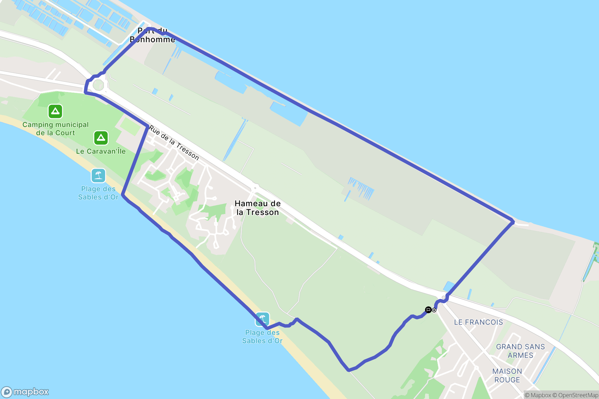 Barbâtre : carte du parcours de randonnée - France