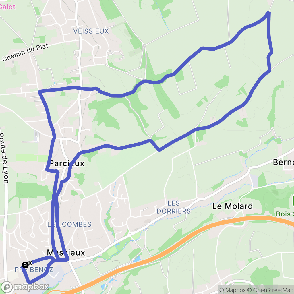 Massieux : carte du parcours de randonnée - France