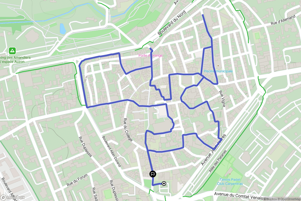 Carpentras : carte du parcours de randonnée - France