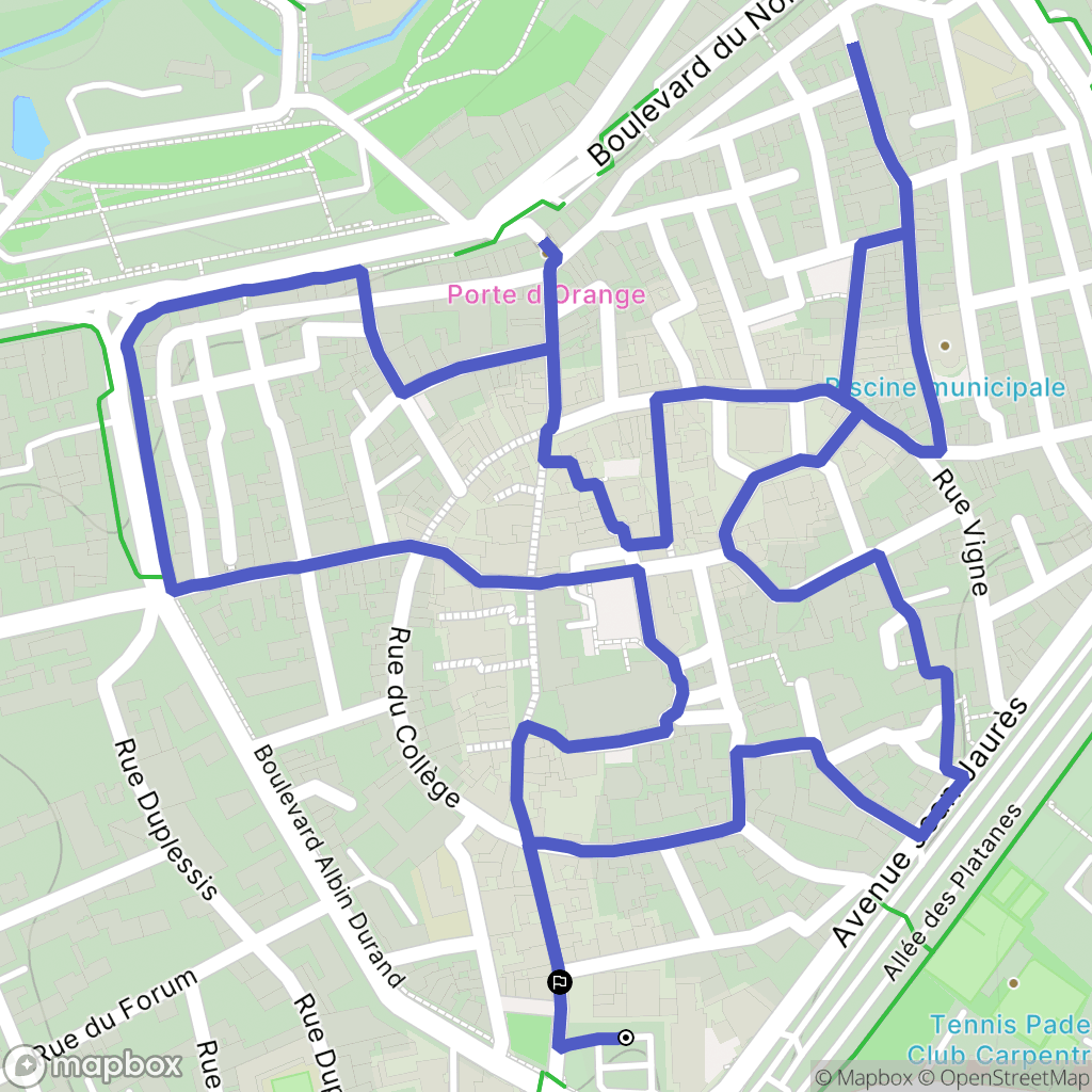 Carpentras : carte du parcours de randonnée - France
