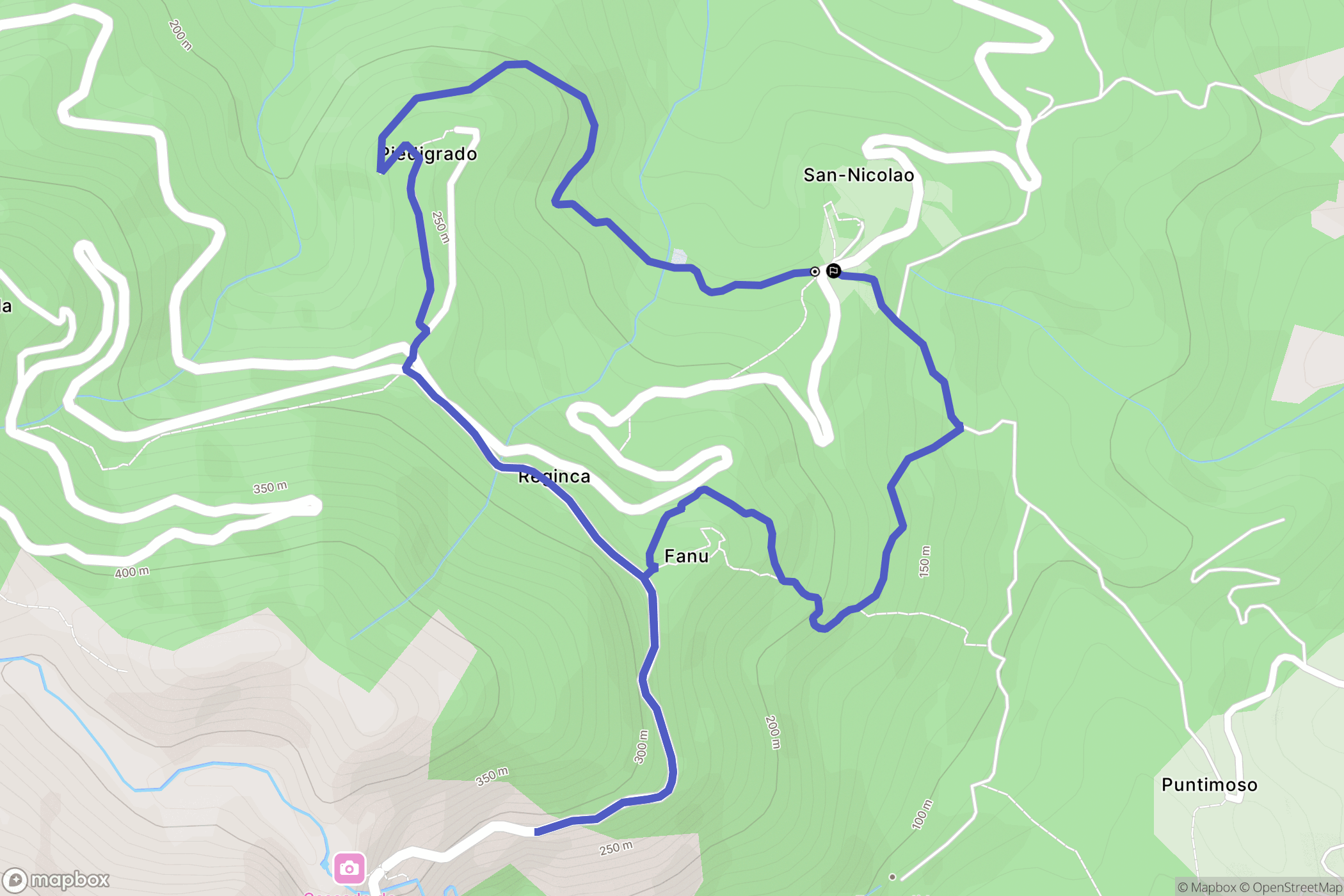 San-Nicolao : carte du parcours de randonnée - France