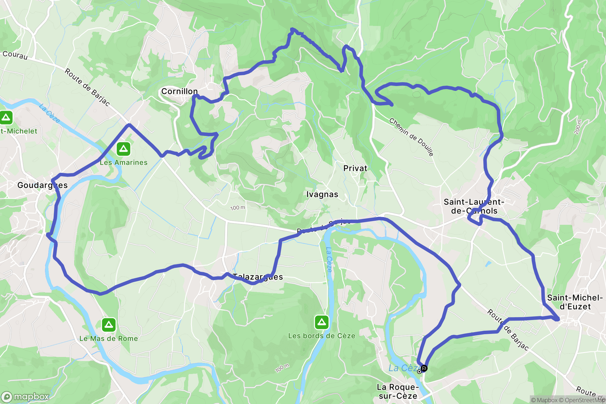 La Roque-sur-Cèze : carte du parcours de randonnée - France