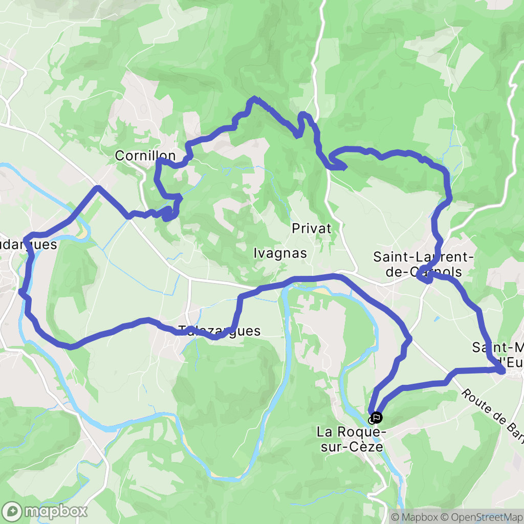 La Roque-sur-Cèze : carte du parcours de randonnée - France