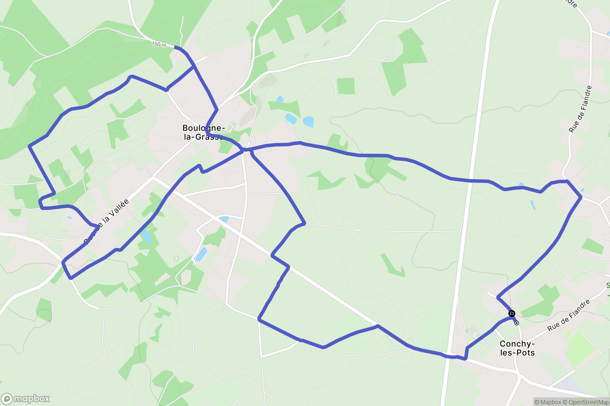 Conchy-les-Pots : carte du parcours de randonnée - France
