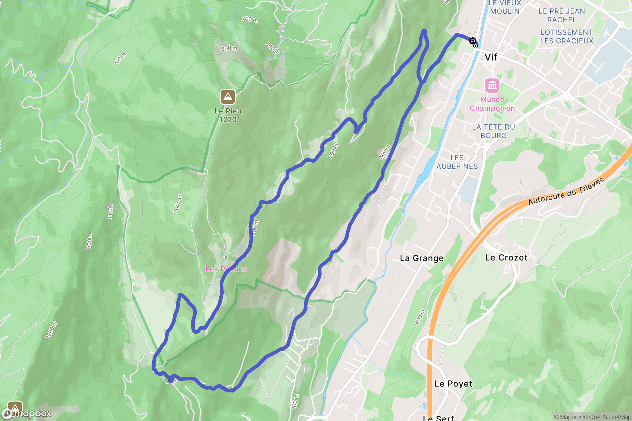 Vif : carte du parcours de randonnée - France
