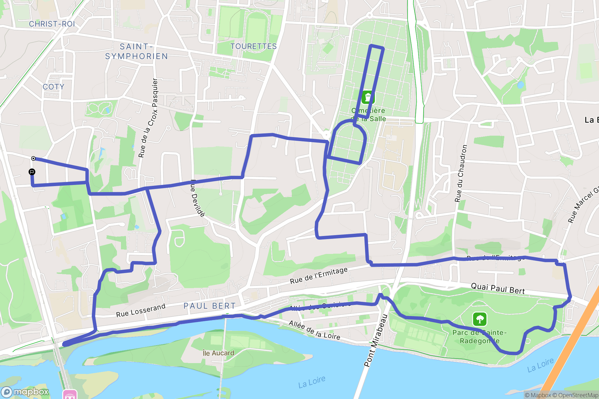 Tours : carte du parcours de randonnée - France