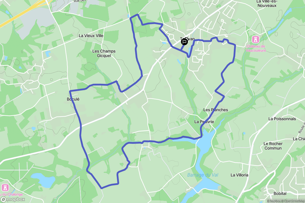 Trélivan : carte du parcours de randonnée - France