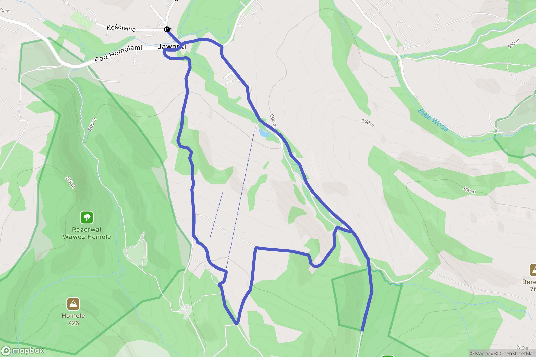 Jaworki: mapa trasy - Poland