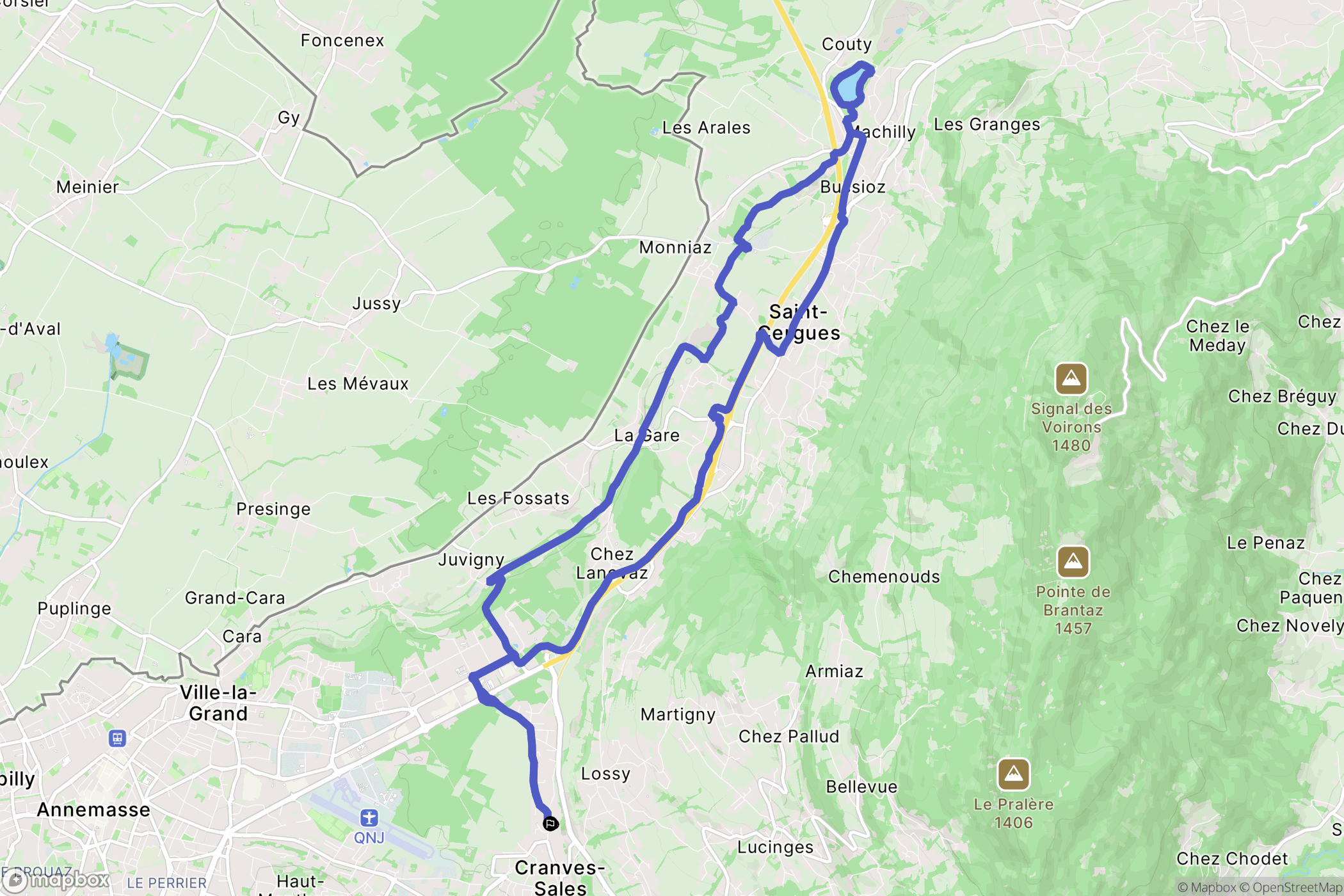 Cranves-Sales : carte du parcours de randonnée - France