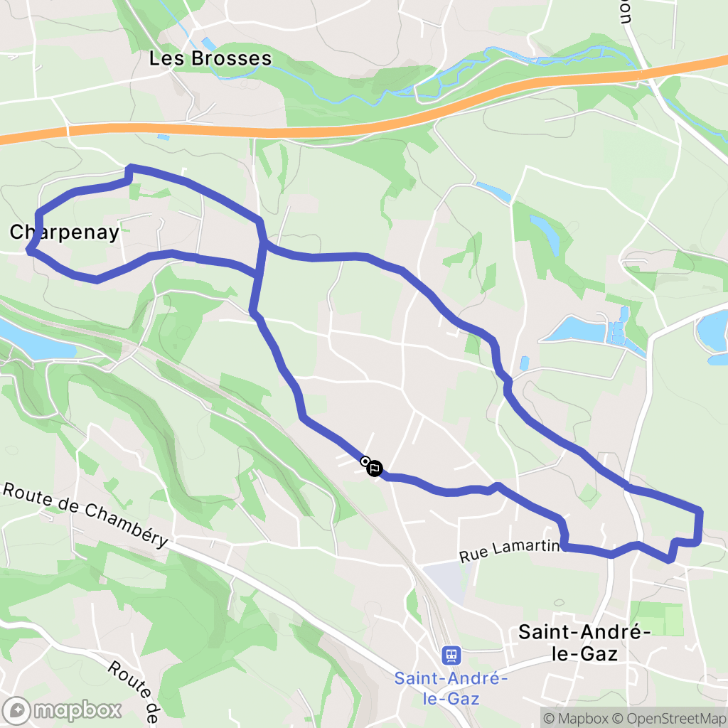Saint-André-le-Gaz : carte du parcours de randonnée - France